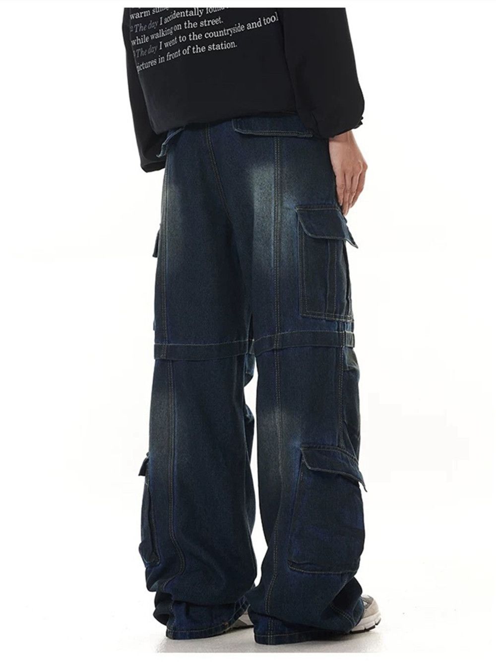Japanese Brand Custom Dirty Cargo Denim Size US 29 - 3 Thumbnail