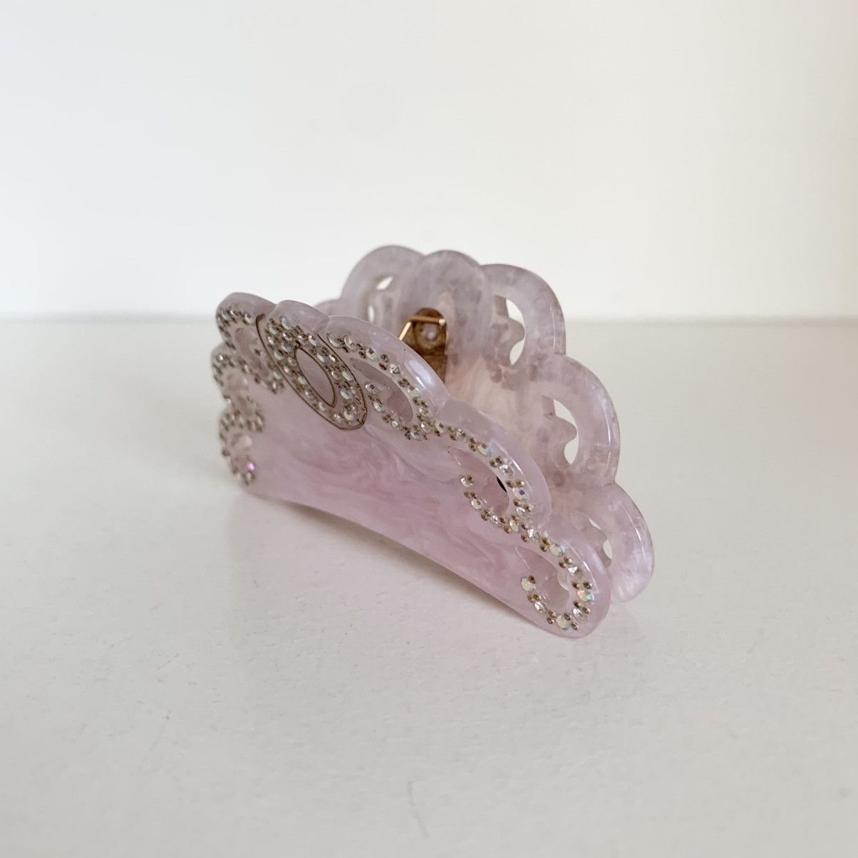 Vintage Vintage large pink crystal hair claw clip Size ONE SIZE - 8 Thumbnail