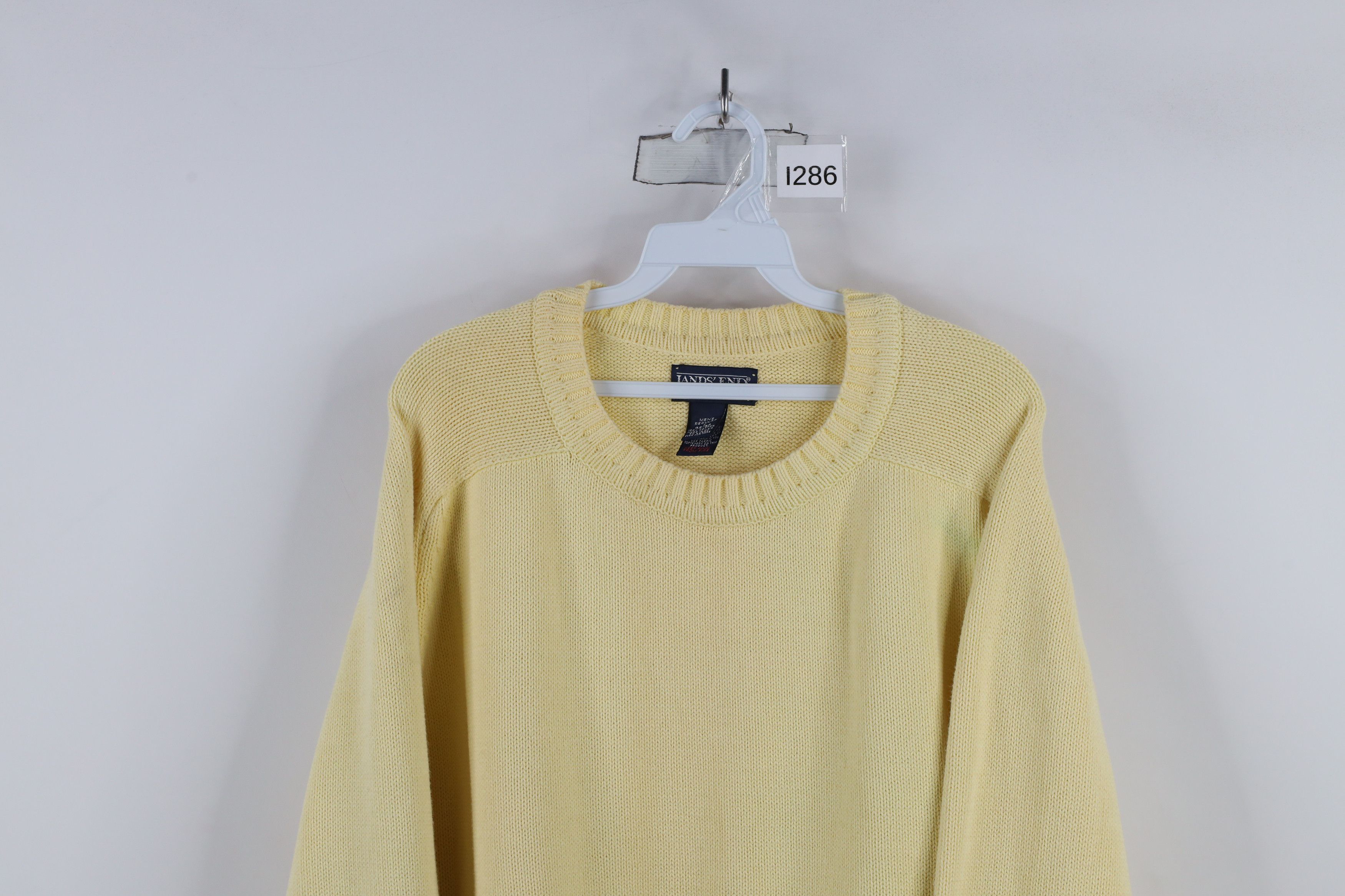 Lands' End × Vintage Vintage 90s Lands End Blank Cotton Knit Crewneck Sweater USA Size US L / EU 52-54 / 3 - 2 Thumbnail