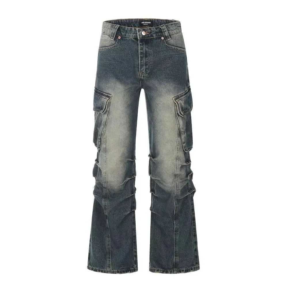 Japanese Brand × Jean Vintage street multi-pocket flared jeans Size US 33 - 1 Thumbnail