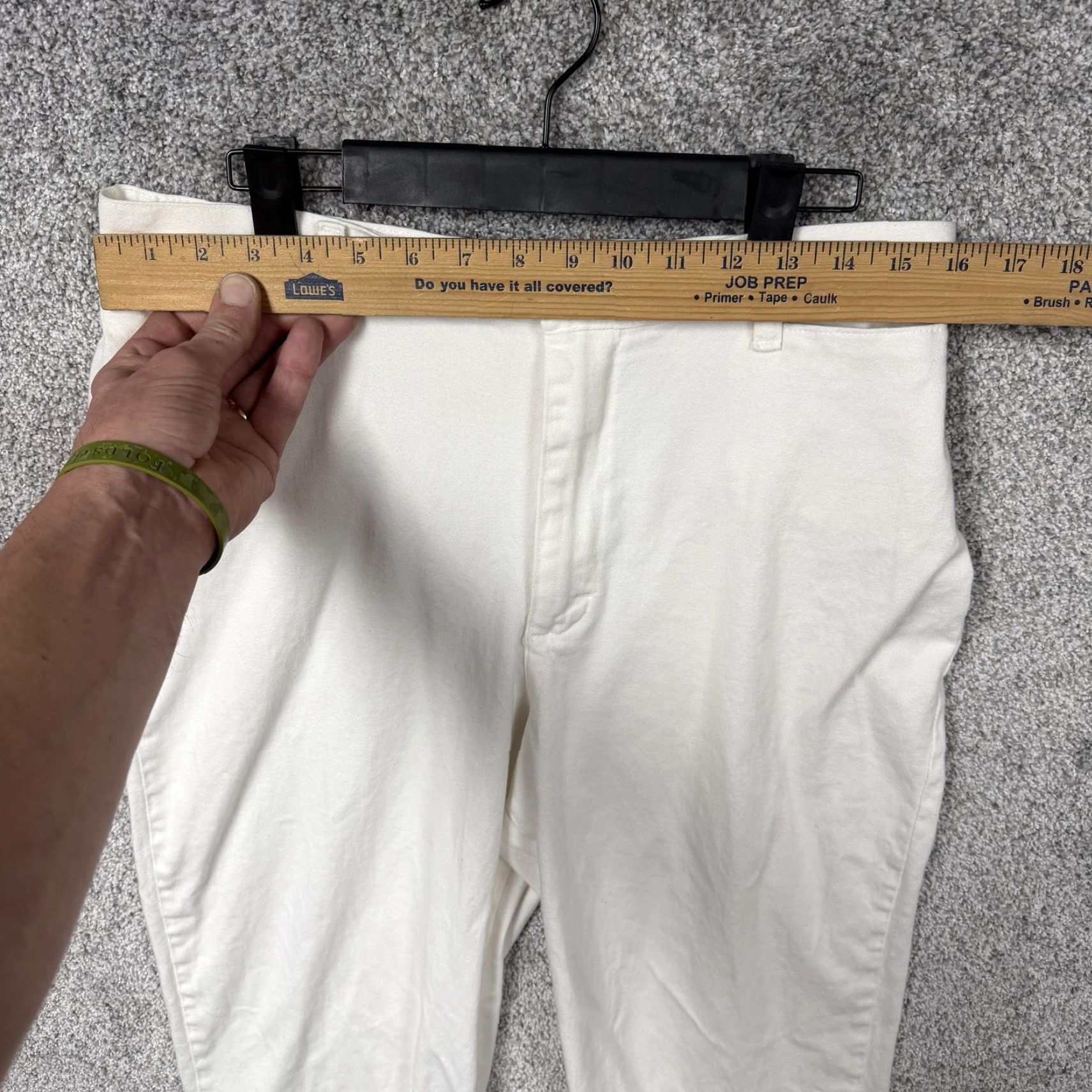 Vintage Riders Womens Capri Pants 12 Regular White Twill Stretch Capris Pockets Flat Front Summer 32x21.5 Mens? Size 34" / US 12 / IT 48 - 2 Thumbnail