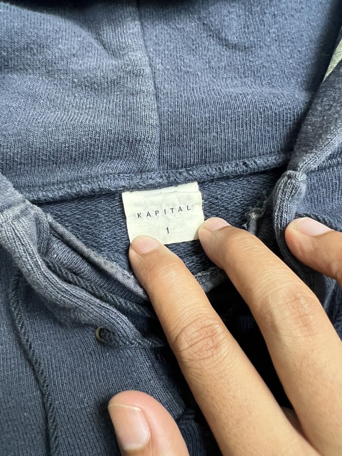 Kapital Vintage 1990s Kapital Blue Navy Pullover 2M White Stripe Size US S / EU 44-46 / 1 - 4 Thumbnail