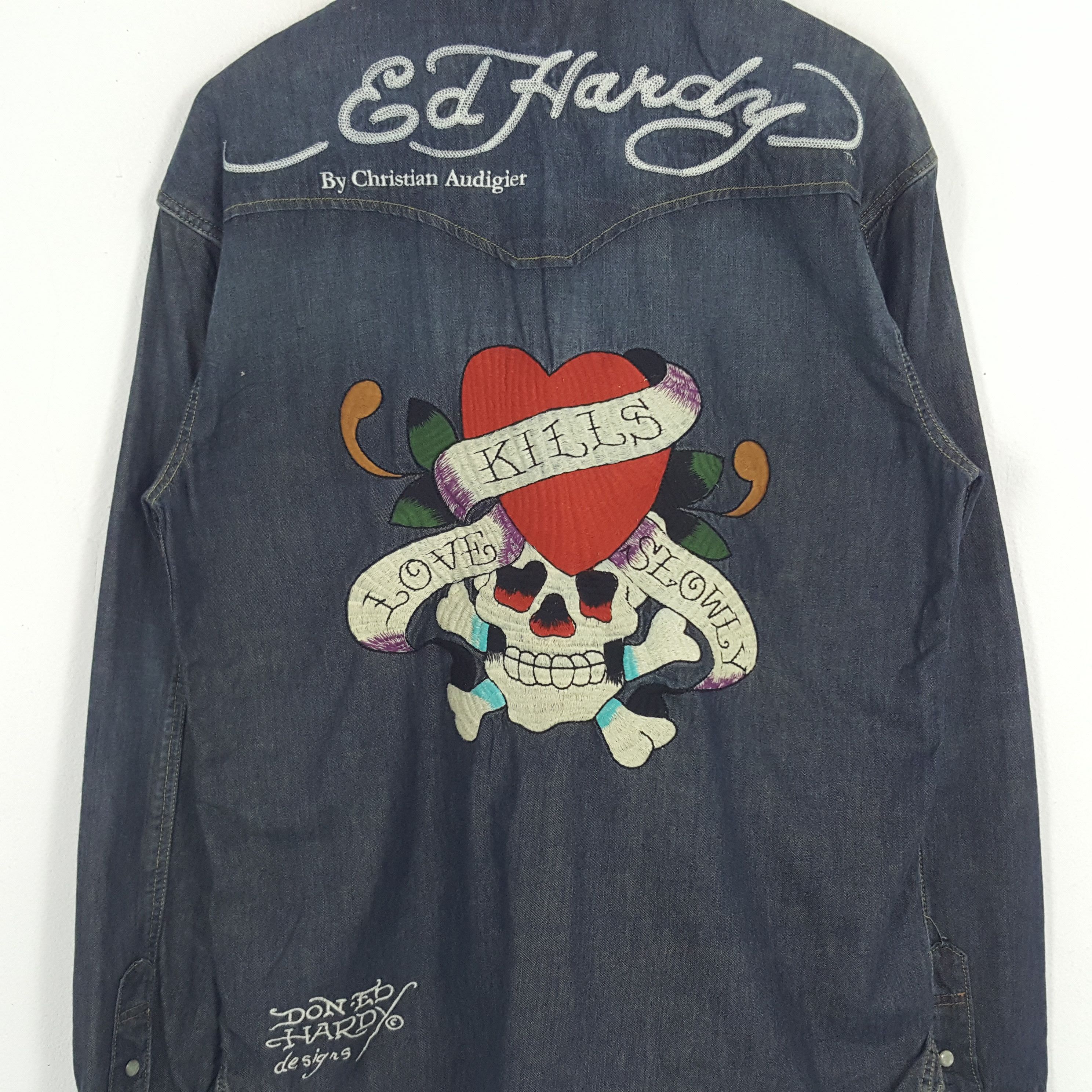 Christian Audigier × Ed Hardy × Vintage Vintage Ed Hardy by Christian Audigier Shirt Button Up Size US XL / EU 56 / 4 - 4 Thumbnail