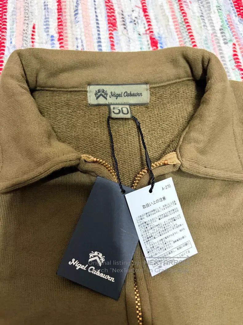 Nigel Cabourn Nigel Cabourn Vintage collar half-zip warm-up hoodie, mili Size US M / EU 48-50 / 2 - 2 Thumbnail