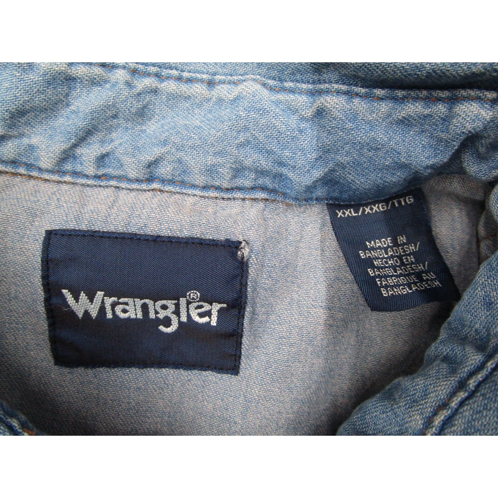 Wrangler VINTAGE Wrangler Men's Denim Shirt 2XL Long Sleeve Casual Western Cowboy Blue Size US XXL / EU 58 / 5 - 3 Thumbnail