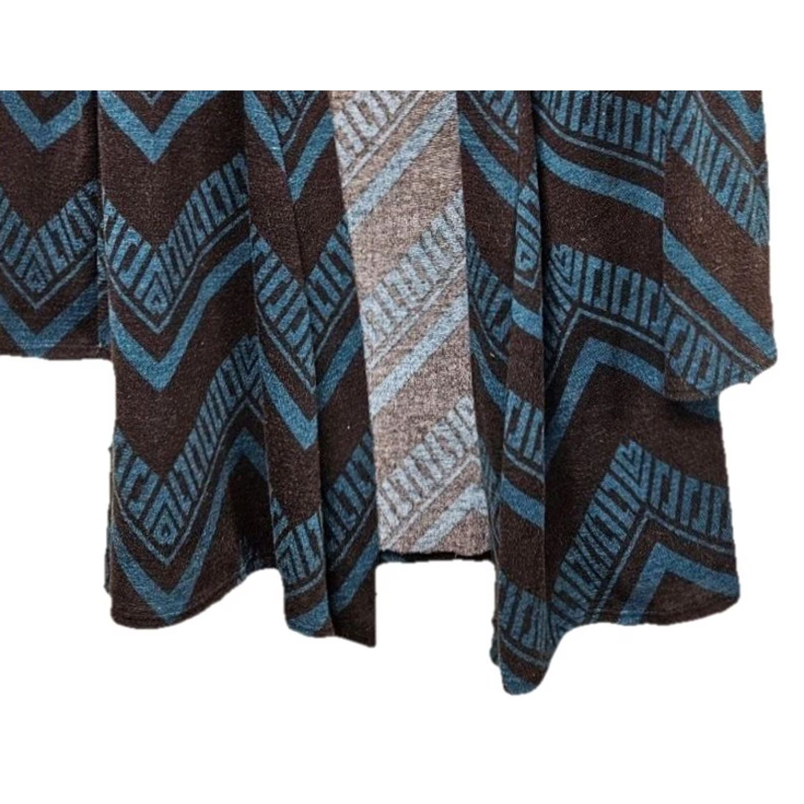 Vintage Fascination Cardigan Geometric Aztec Open Front Women M Boho Casual Blue Mens? Size M / US 6-8 / IT 42-44 - 3 Thumbnail