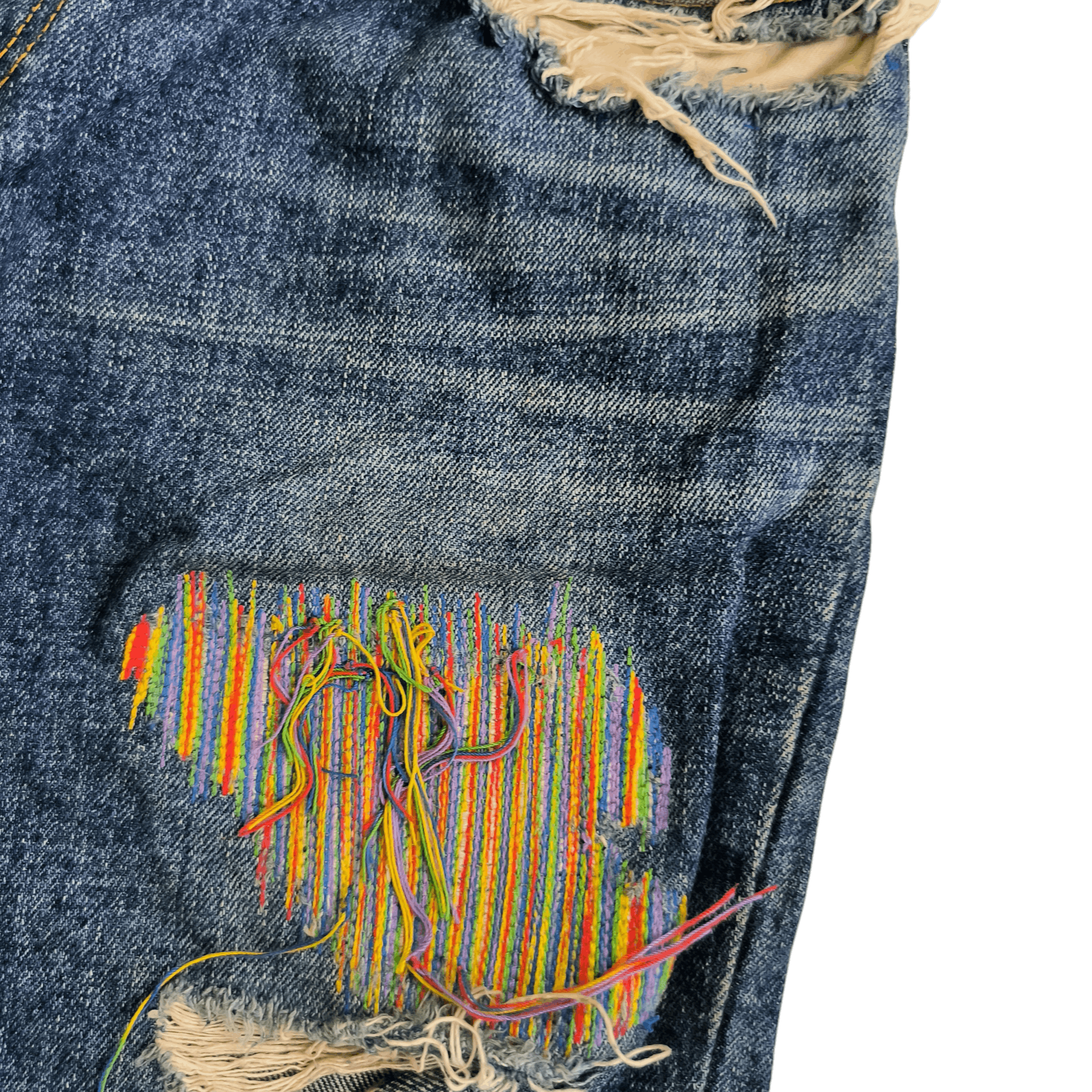 Japanese Brand Vintage 2000s Random Production Japan Distressed Jeans Size US 32 / EU 48 - 4 Thumbnail