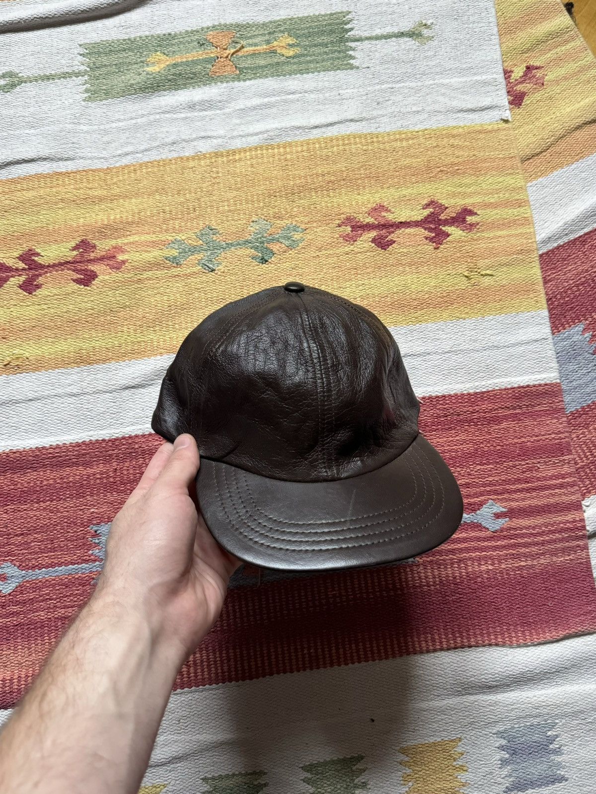 Genuine Leather Vintage 90’s Genuine Leather Brown Hat Size ONE SIZE - 1 Thumbnail
