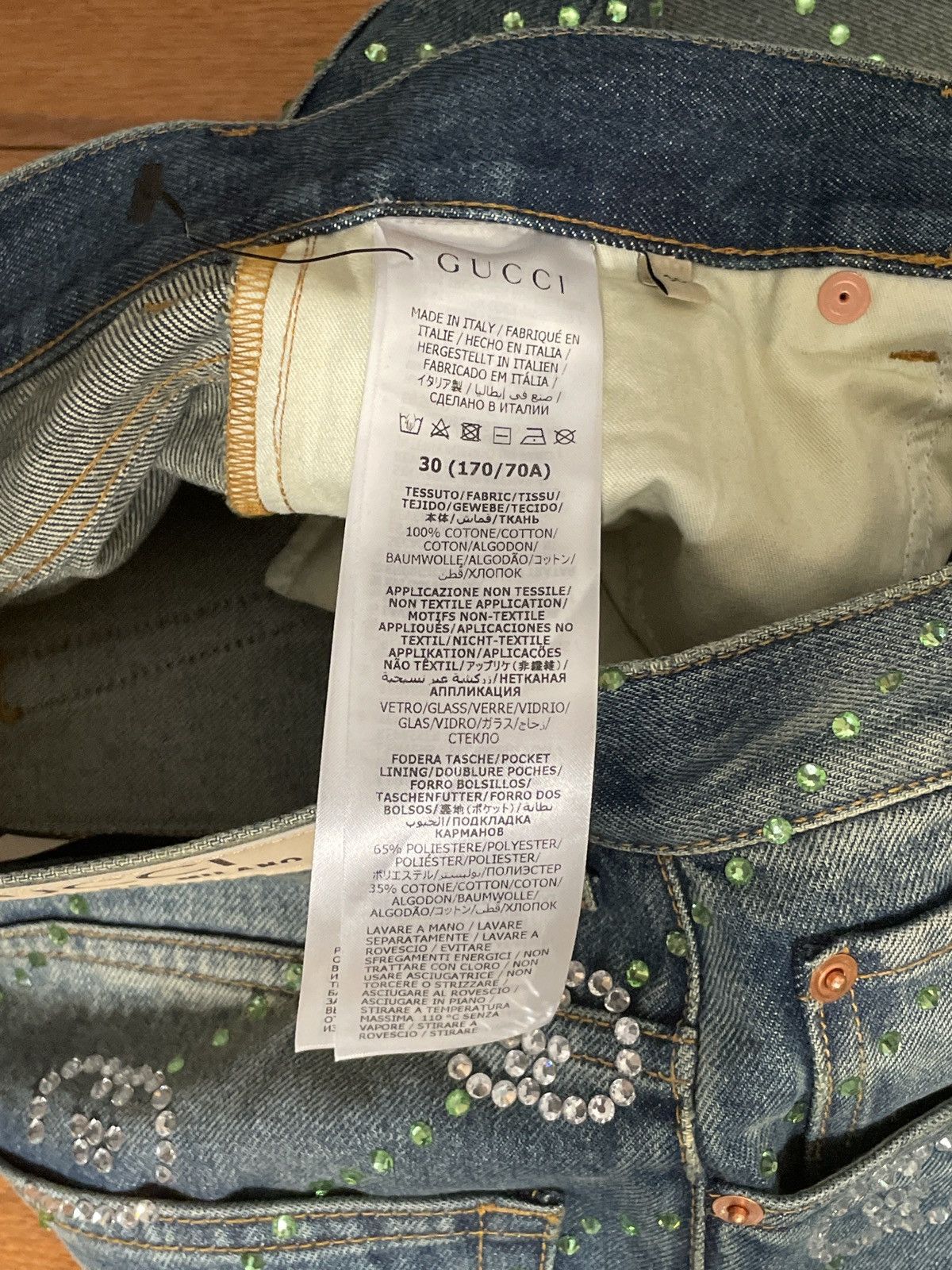 Gucci Straight Leg Frayed Crystal-Embellished Jeans Size US 30 / EU 46 - 4 Thumbnail