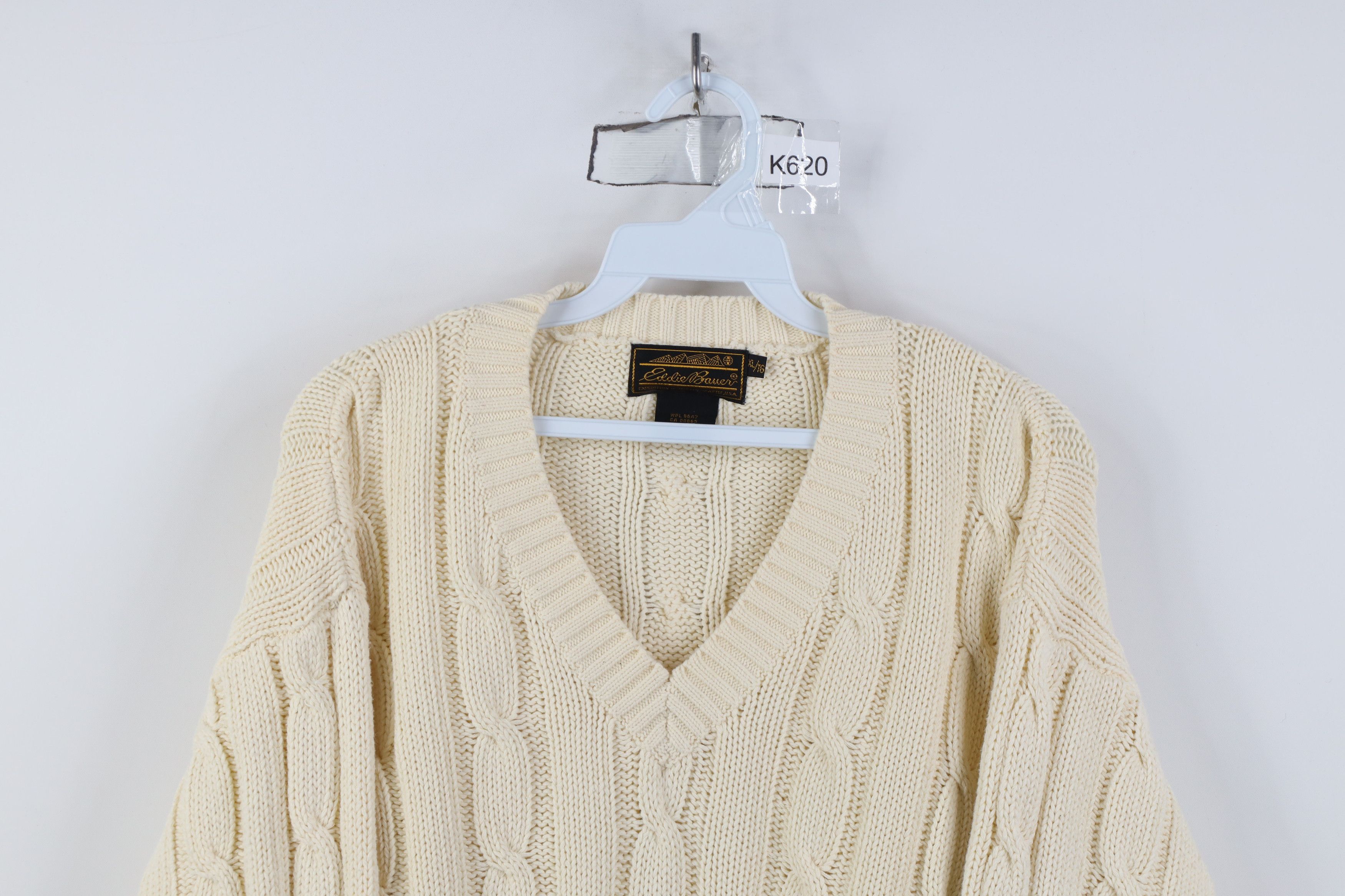 Eddie Bauer Vintage 90s Eddie Bauer Chunky Cable Knit Sweater Cream Size XL / US 12-14 / IT 48-50 - 2 Thumbnail