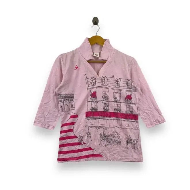 Le Coq Sportif Vintage LE COQ SPORTIF City Cycles Painting Pink Polo Size S / US 4 / IT 40 - 1 Thumbnail