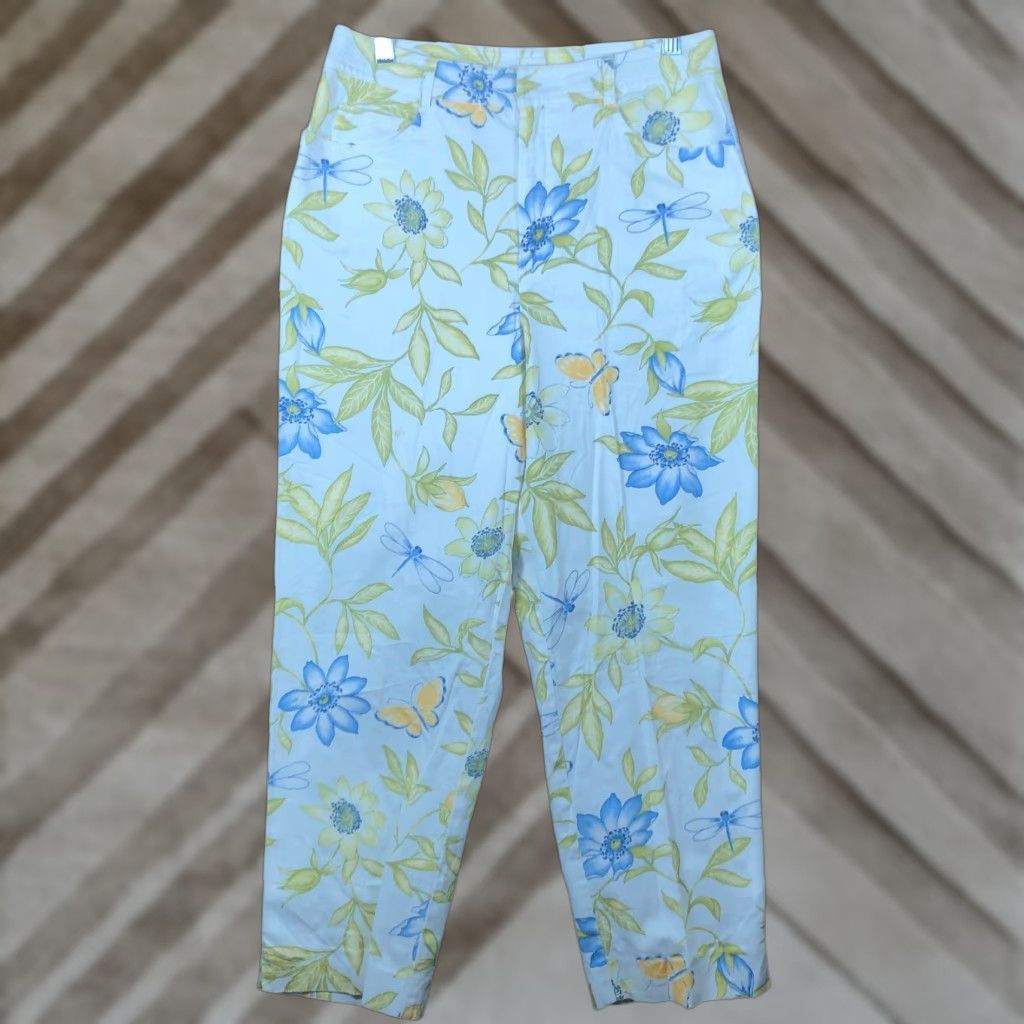 Talbots Talbots Womens Pants White Multi Floral High Rise Cropped Ankle Stretch 6 Size 28" / US 6 / IT 42 - 1 Thumbnail