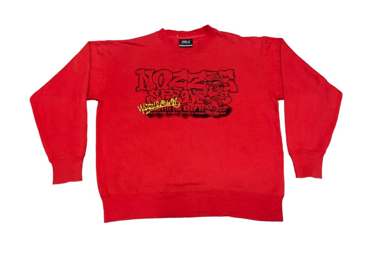image of Ecko Unltd x Jnco Y2K Jnco Style Brand Oblo Street Coulture Sweatshirt in Red, Men's (Size Large)