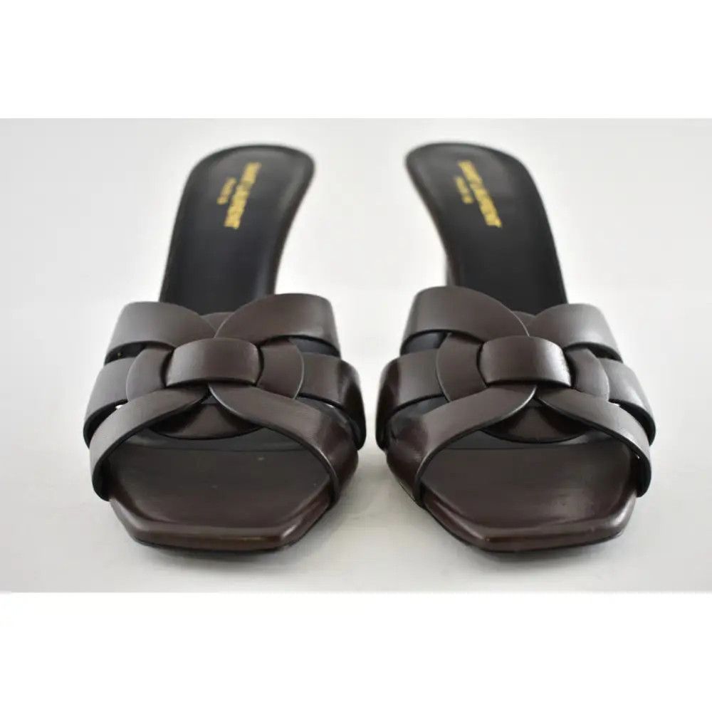 Saint Laurent Paris o1b1hav111024 Tribute Leather Mules in Purple Size US 10 / IT 40 - 3 Thumbnail