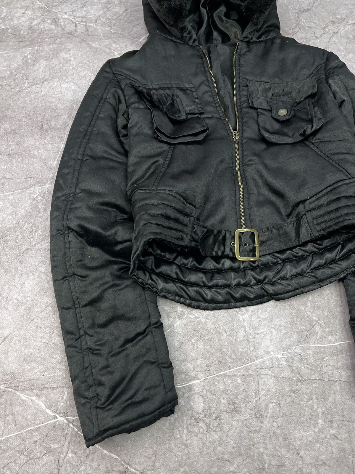 ジャケット・アウター 00s real fur jacket black opium archive 2000s Japanese Punk Grunge Fur Puffer Jacket opium style