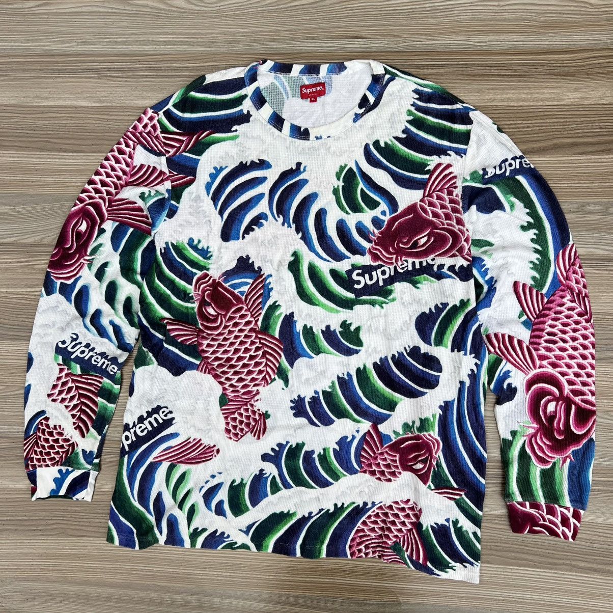 Supreme Supreme Waves Koi Fish L/S Thermal Tee Size US XL / EU 56 / 4 - 1 Thumbnail
