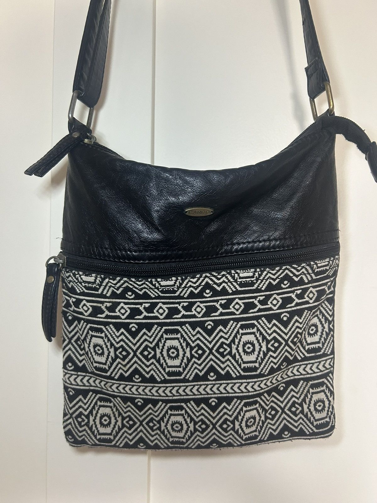 Vintage Vintage Cargo 90s leather/knit fabric crossbody shoulder bag Size ONE SIZE - 1 Thumbnail