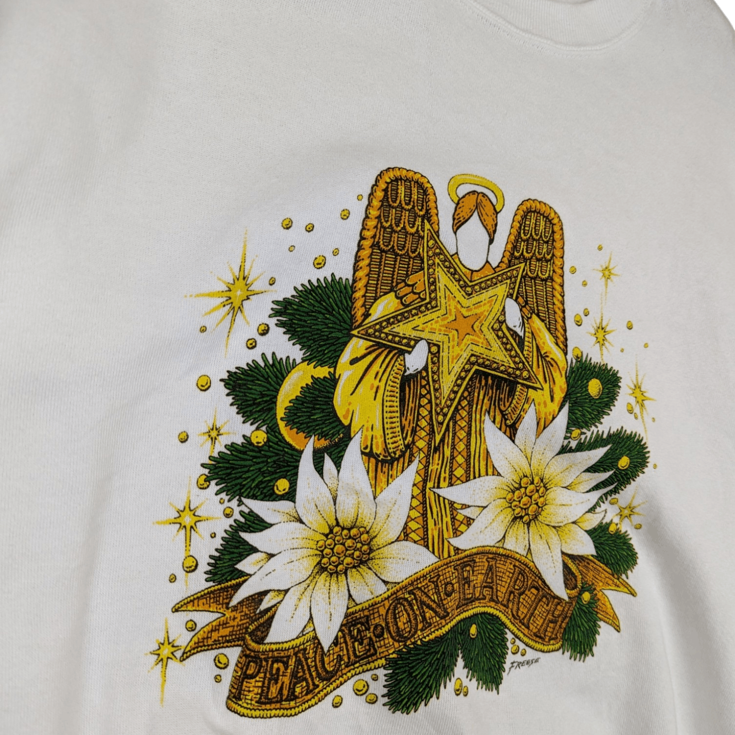 Jerzees Vintage 90's JERZEES Peach On Earth Cross Angel Sweatshirt Size US L / EU 52-54 / 3 - 5 Thumbnail