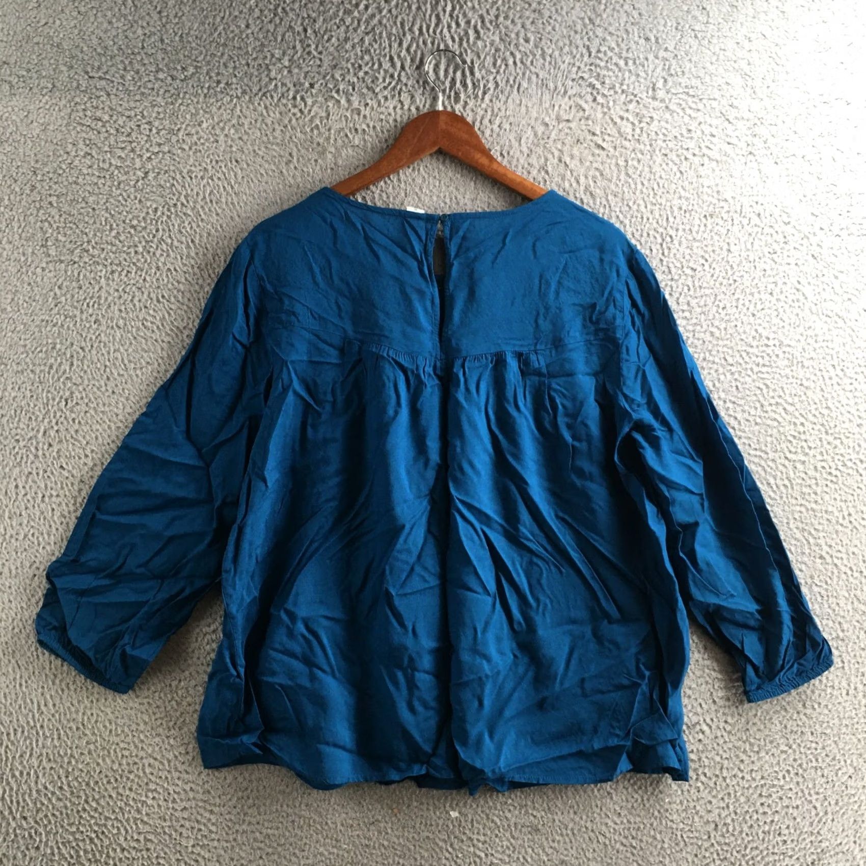 Old Navy Old Navy Blouse Womens XL Blue Modal Embroidered Yoke 3/4 Sleeve Peasant Pull On Size XL / US 12-14 / IT 48-50 - 7 Thumbnail