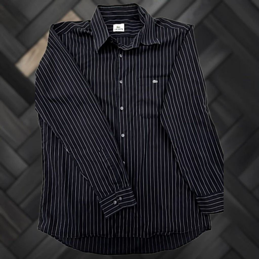 Lacoste Lacoste Men’s Navy White Stripe Cotton Button Down Shirt 43 Size US XL / EU 56 / 4 - 1 Thumbnail