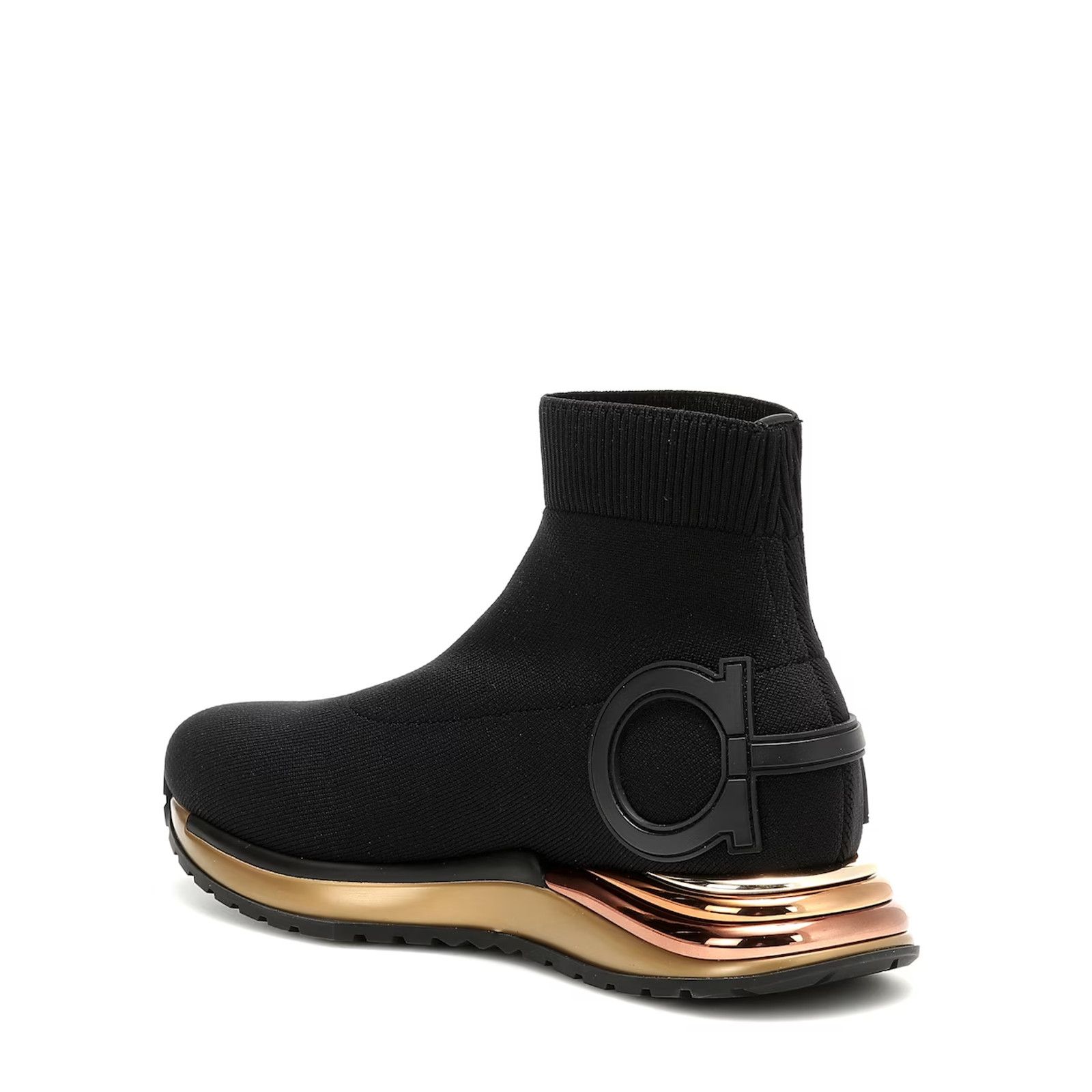 Salvatore Ferragamo FERRAGAMO GARDENA BLACK KNIT GANCINI LOGO SOCK BOOTS 6.5 C Size US 6.5 / IT 36.5 - 3 Thumbnail