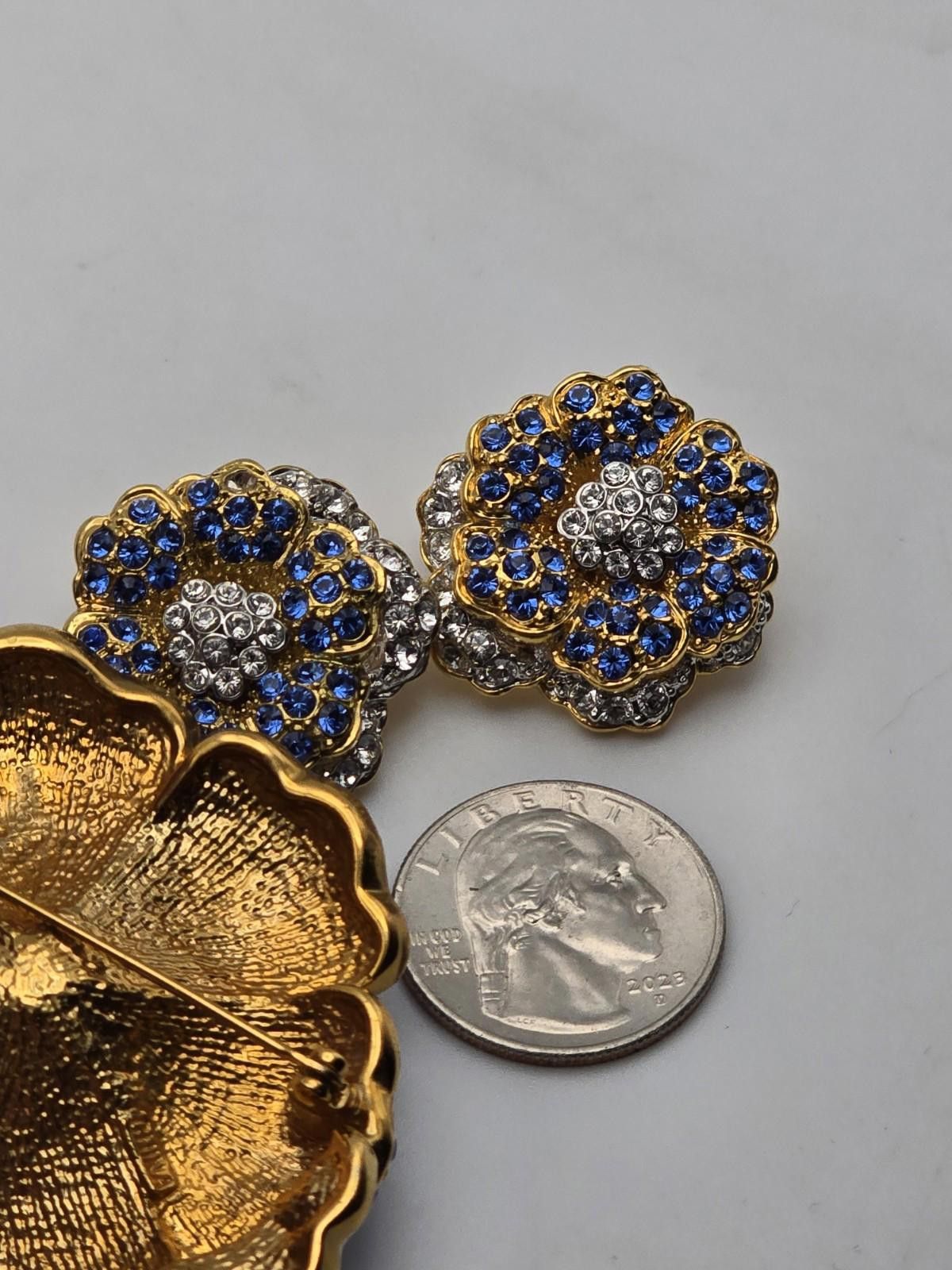 Dead Kennedys Jackie Kennedy Flower w Crystals Brooch Earrings/broke Clasp Size ONE SIZE - 6 Thumbnail