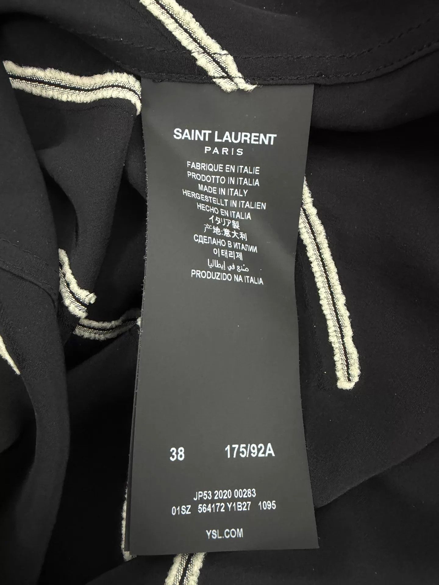 Saint Laurent Paris SLP20FW silk blend shirt black ivory twill embroidery Size US XXS / EU 40 - 5 Thumbnail