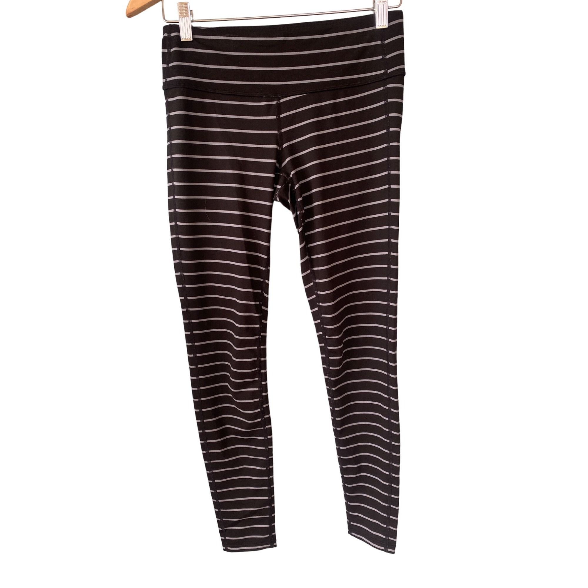 Athleta Athleta Leggings S Chaturanga Stripe Tight Black Gray Full A Size 27" / US 4 / IT 40 - 2 Thumbnail