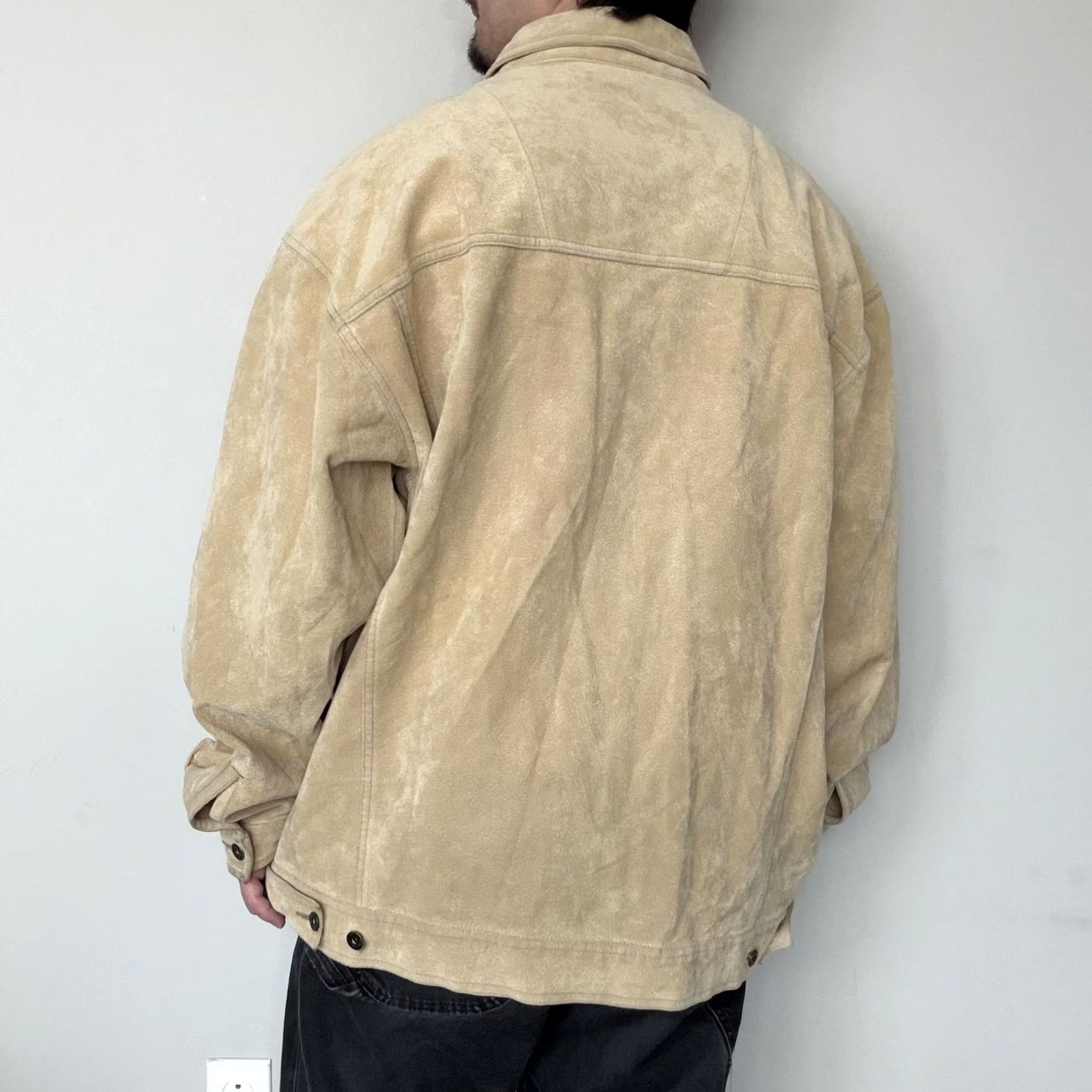 Vintage Koman 2XL Beige Fleece Button Front Shacket Casual Shirt Jacket Mens Size US XXL / EU 58 / 5 - 2 Thumbnail