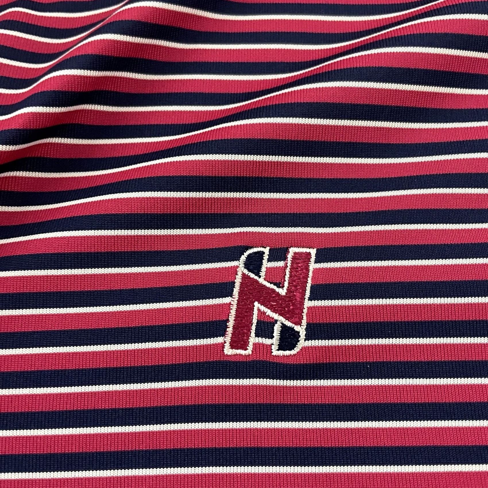 Vintage Donald Ross Short Sleeve Striped Golf Polo Shirt Men L Pink Button-Up Embroidered Polyester White? Size US L / EU 52-54 / 3 - 2 Thumbnail