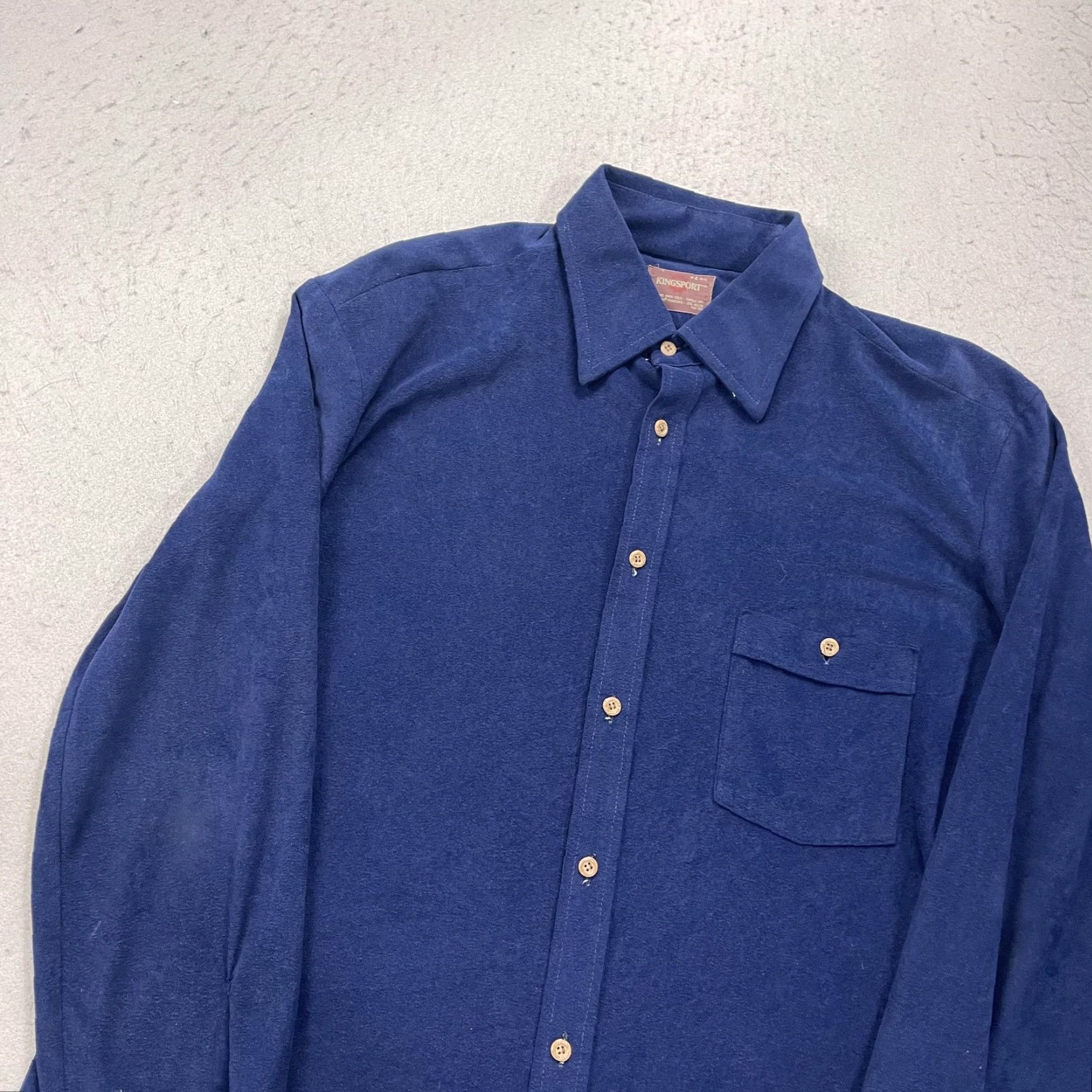 Vintage VINTAGE Kingsport Shirt Mens L Blue Knit Arnel Nylon Button 70s Size US L / EU 52-54 / 3 - 3 Thumbnail