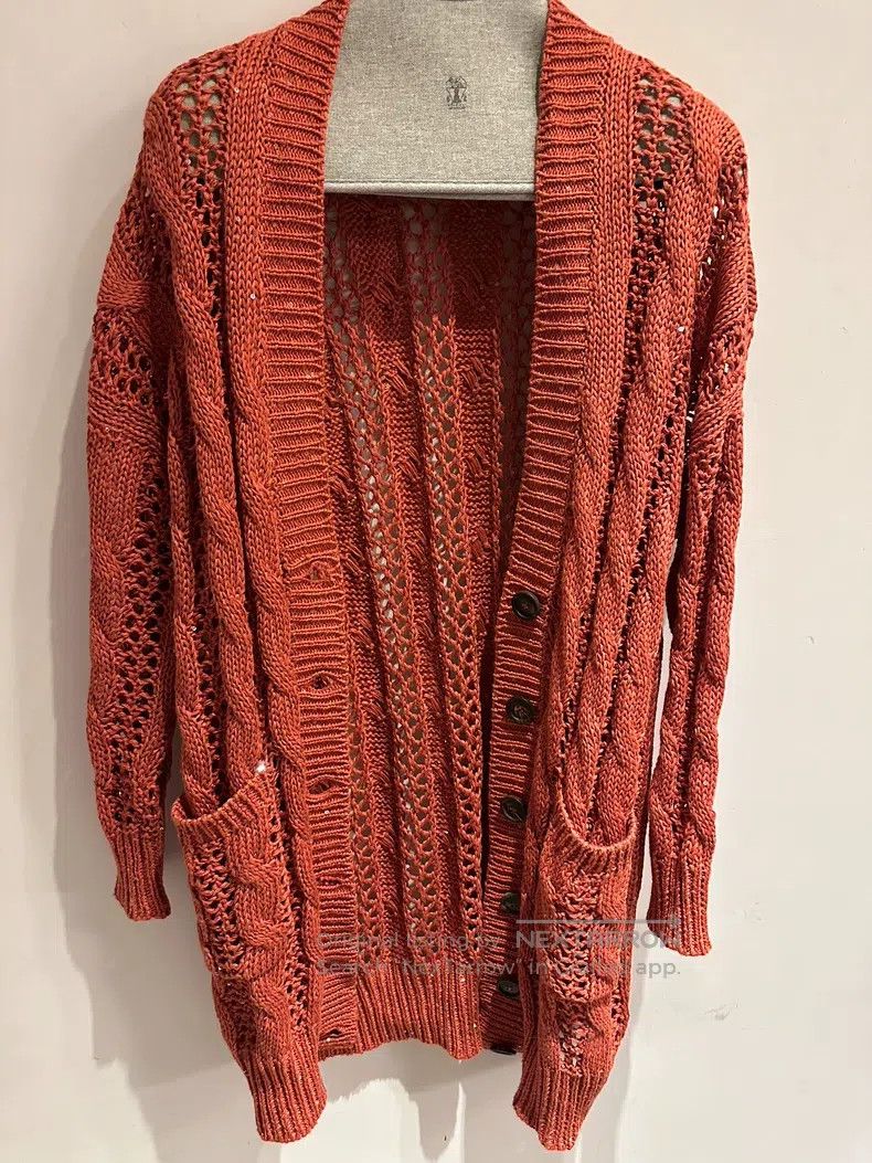 Brunello Cucinelli Brunello Cucinelli Linen Silk Sequin Cutout Cardigan Size S / US 4 / IT 40 - 3 Thumbnail