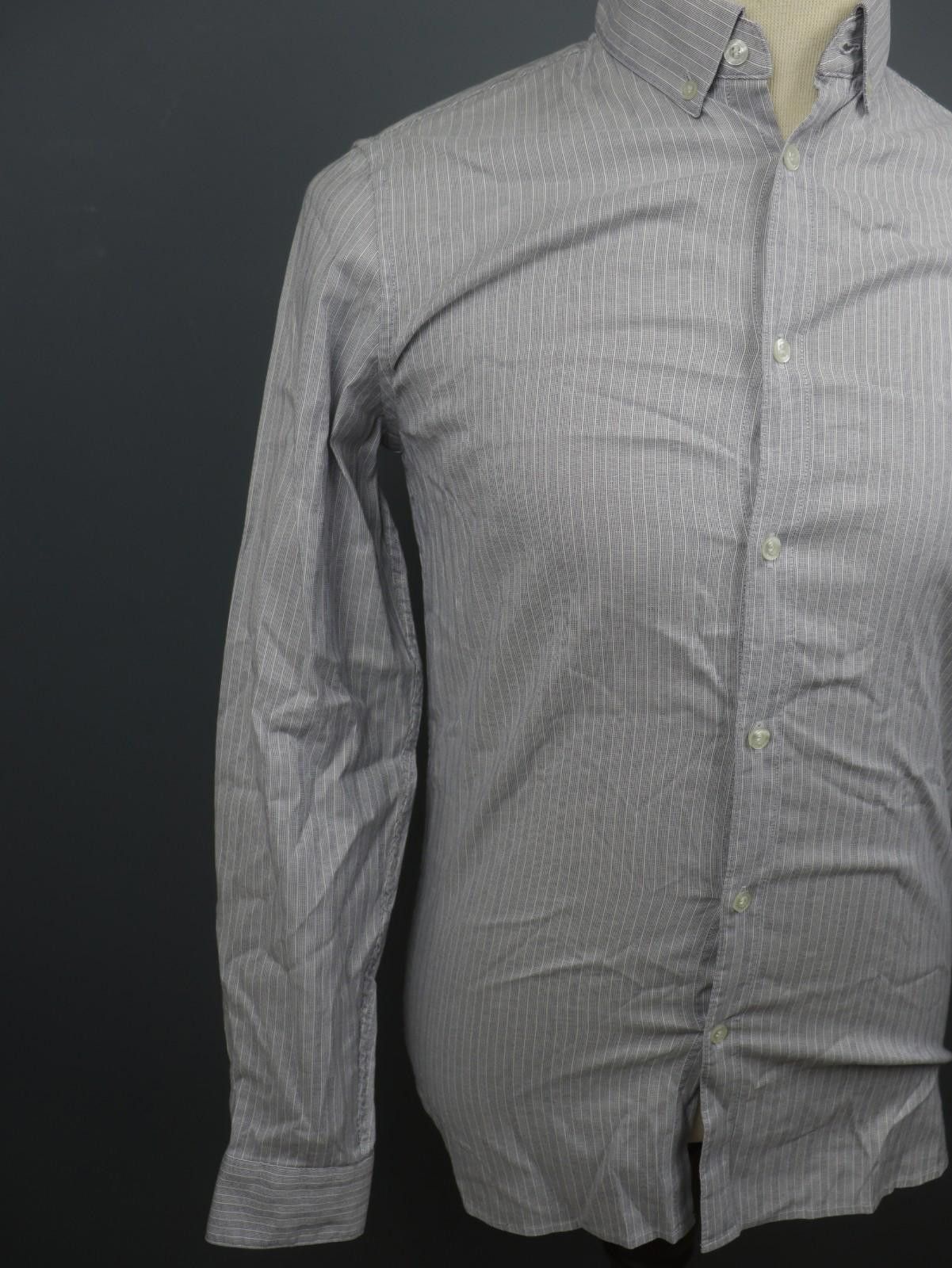 Lacoste Lacoste Gray Pinstriped Cotton Collared Button-Down Shirt Size US M / EU 48-50 / 2 - 8 Thumbnail