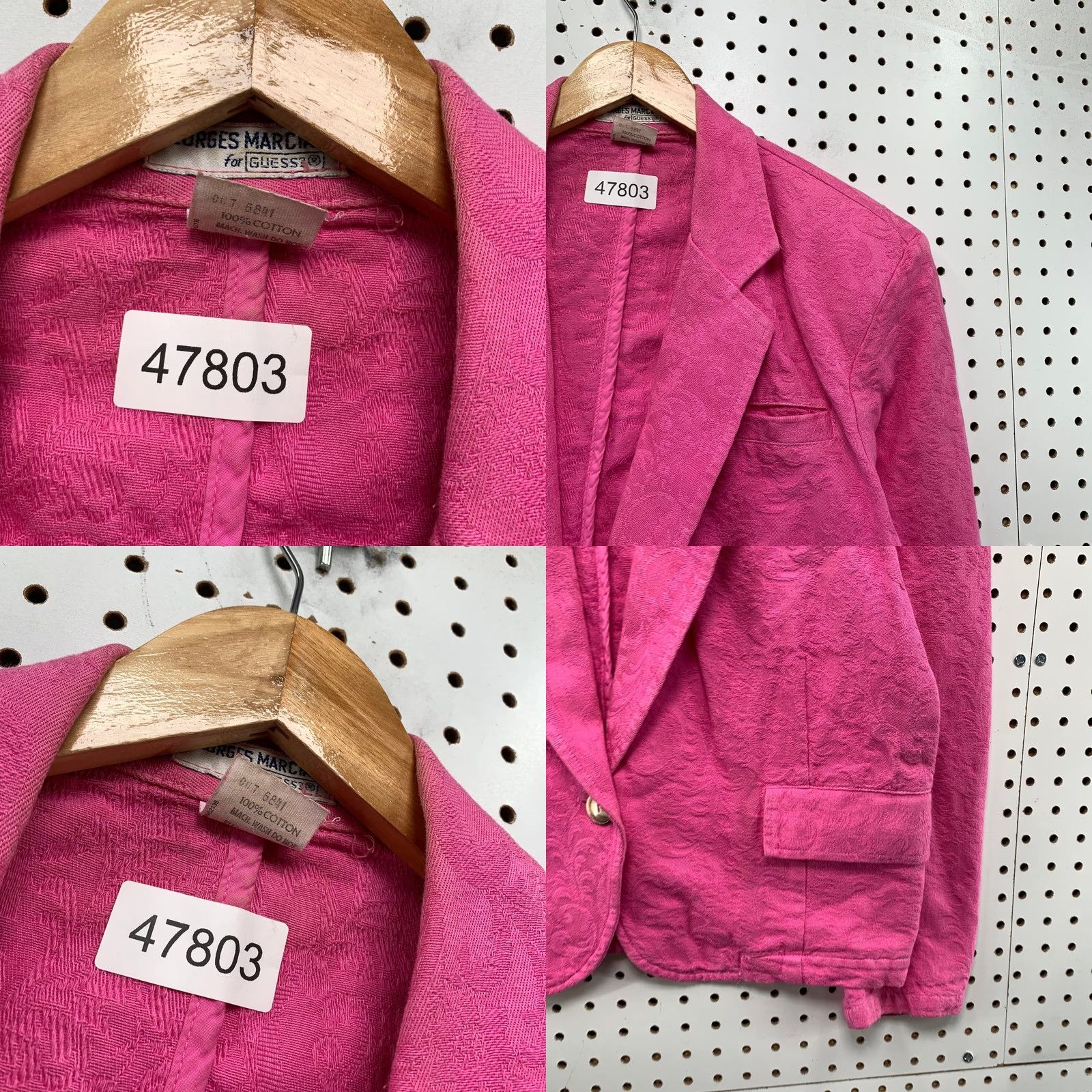 Guess VINTAGE Guess Blazer Womens M Pink Floral 90s Cotton Textured Glam 90s Mens Womens Size M / US 6-8 / IT 42-44 - 8 Thumbnail