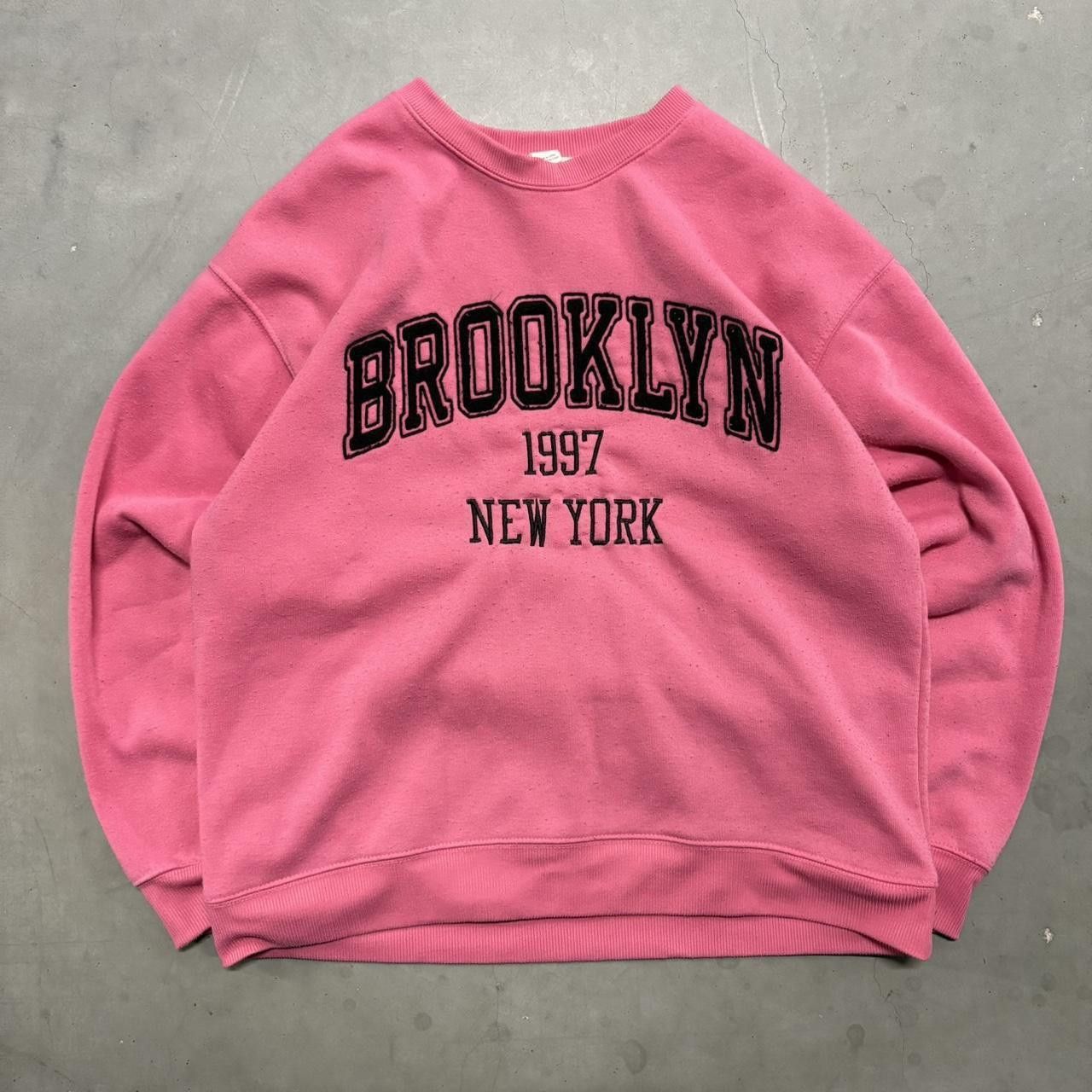 Vintage Crazy Vintage Y2K/2000s Pink Brooklyn New York 1997 Streetwear Sweater! Size US S / EU 44-46 / 1 - 1 Thumbnail