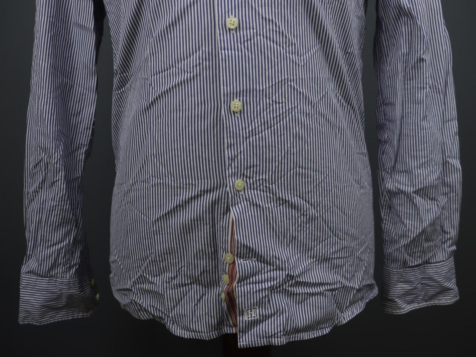 Designer Hackett London Blue White Striped 100% Shirt Size S Size US S / EU 44-46 / 1 - 3 Thumbnail