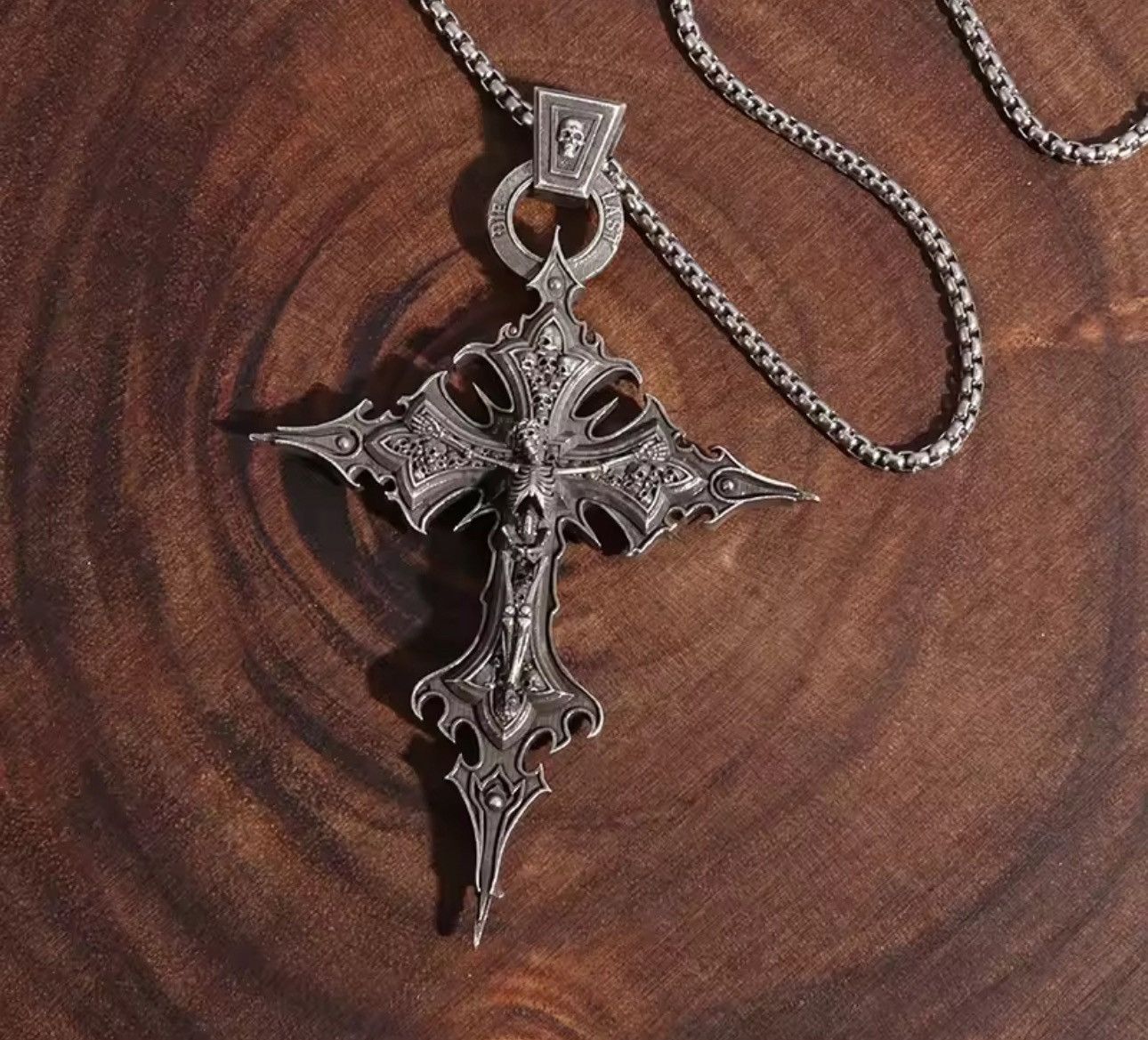 Jewelry Skeleton Cross Skull Necklace Gothic Chain Size ONE SIZE - 6 Thumbnail