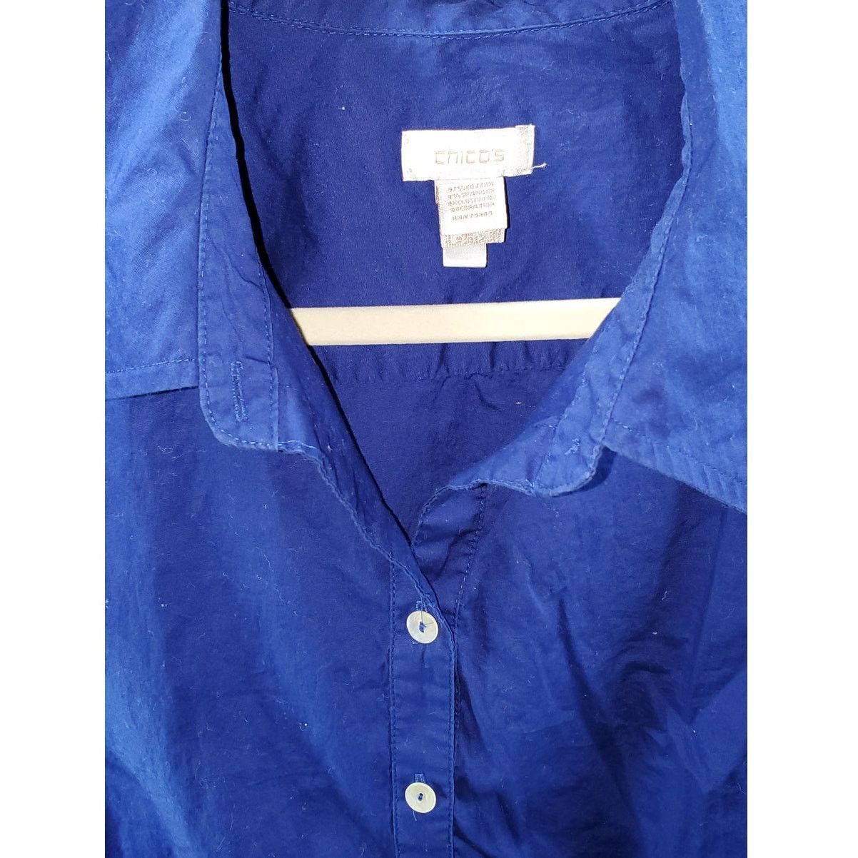 Chicos Chico's Blue Tie-Front Button-Up Shirt Long Sleeve Size 3 Size L / US 10 / IT 46 - 5 Thumbnail