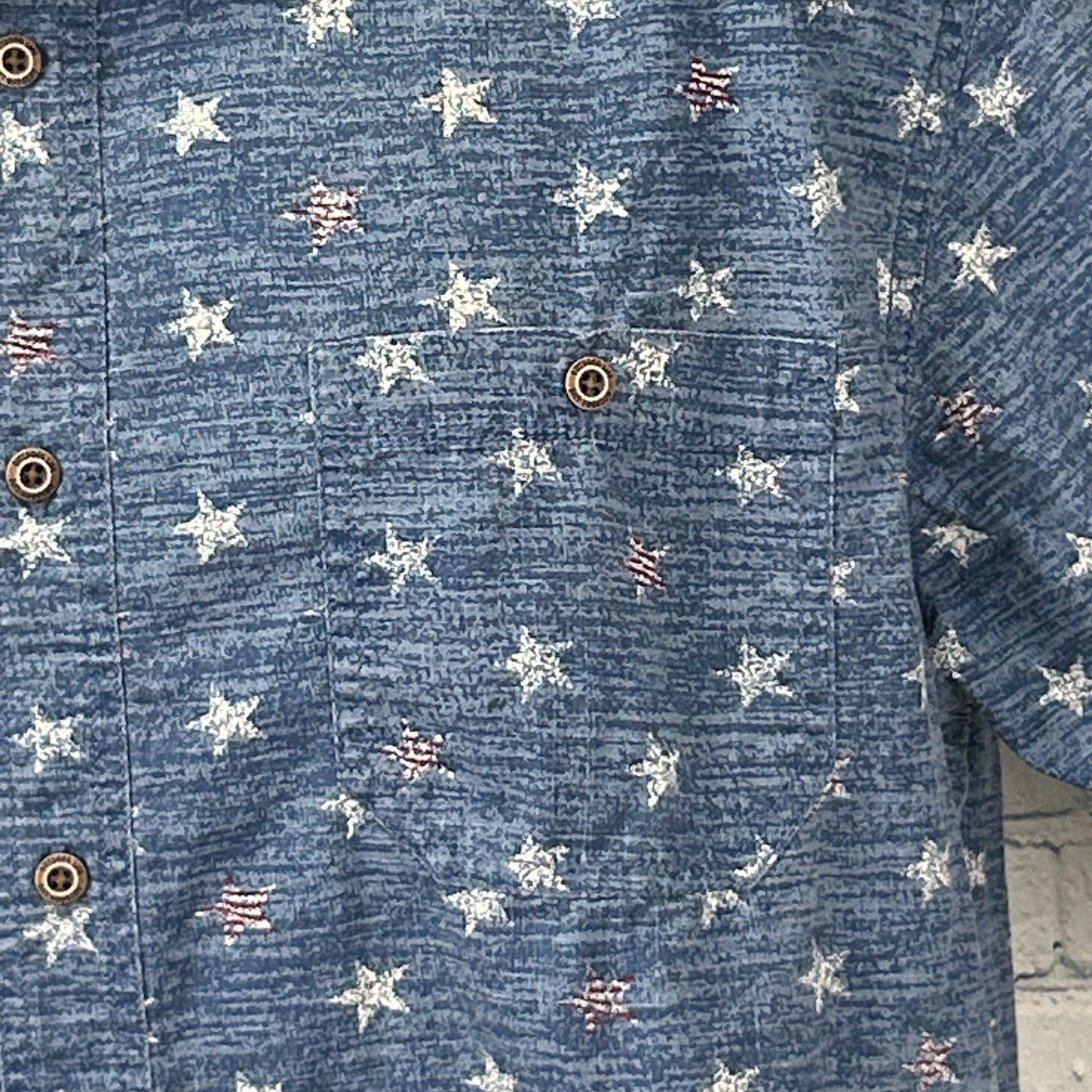 Other Outdoor Life USA Flag Stars Button Front Shirt Blue X-Large Size US XL / EU 56 / 4 - 4 Thumbnail