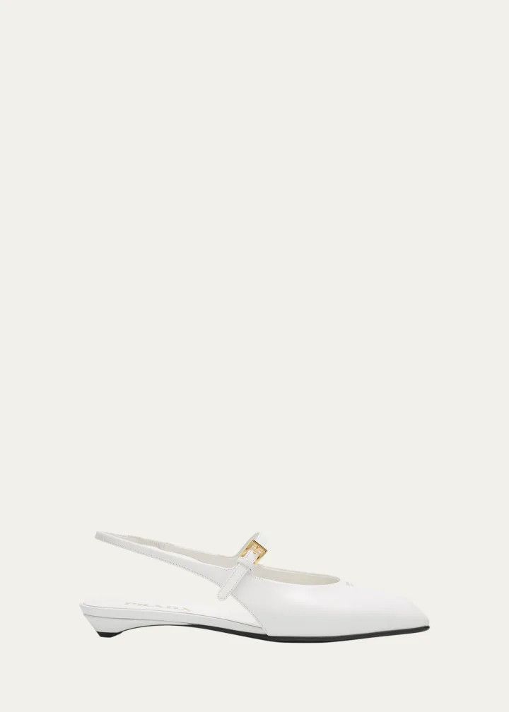 Prada os11x0126 Leather Mary Jane Slingback Flats in White Size US 11 / IT 41 - 1 Thumbnail