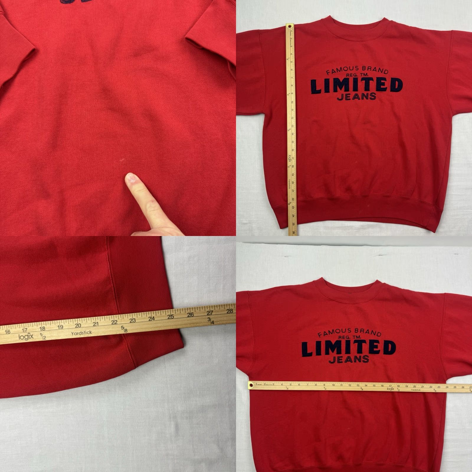 Vintage VINTAGE Limited Jeans Sweatshirt Womens Large Crewneck Embroidery Hipster 90s Red Pullover) Size L / US 10 / IT 46 - 8 Thumbnail