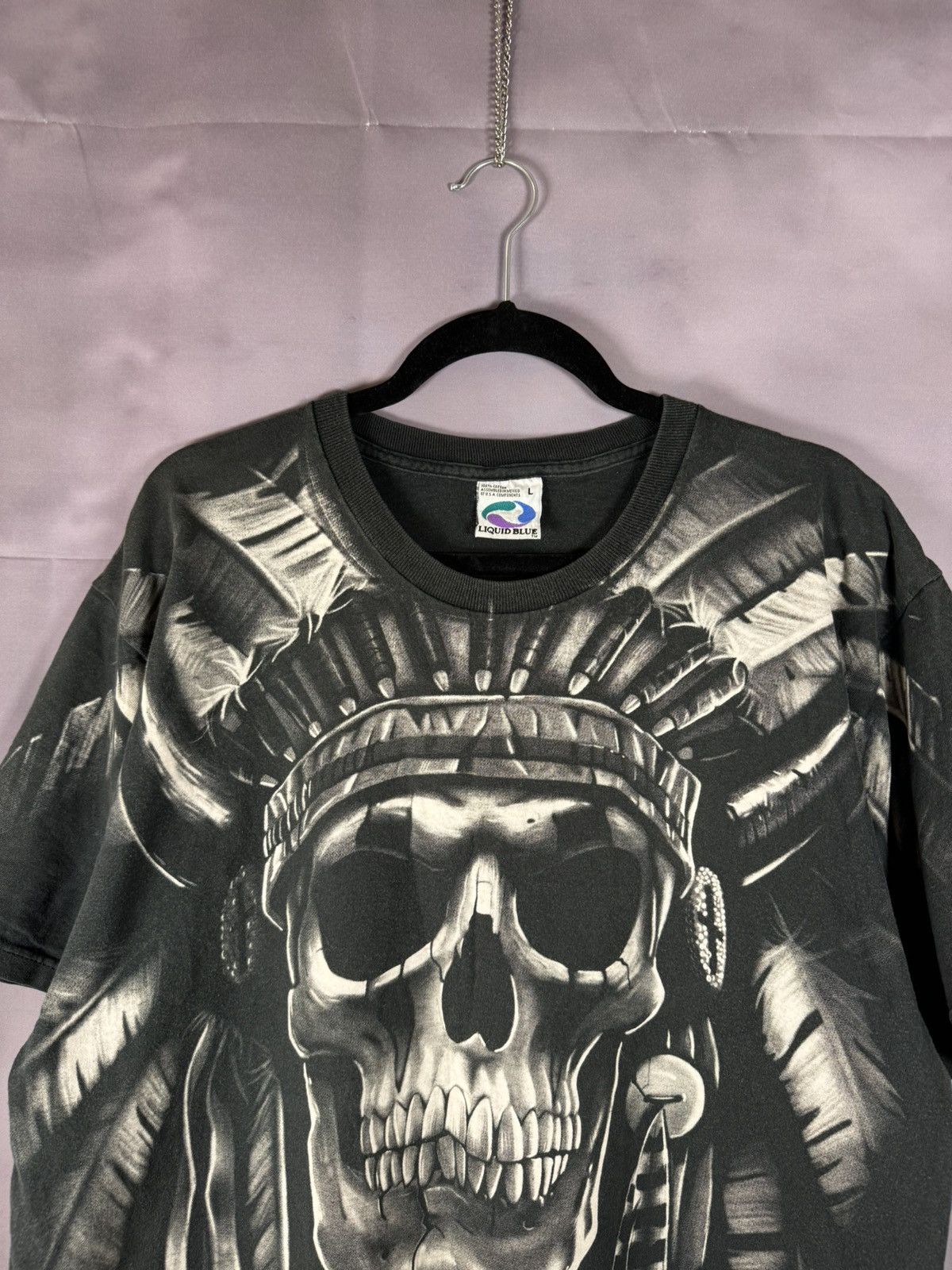 Liquid Blue × Vintage 90’s Vintage 1997 Liquid Blue Shirt XL Skeleton Indian AOP Size US L / EU 52-54 / 3 - 3 Thumbnail