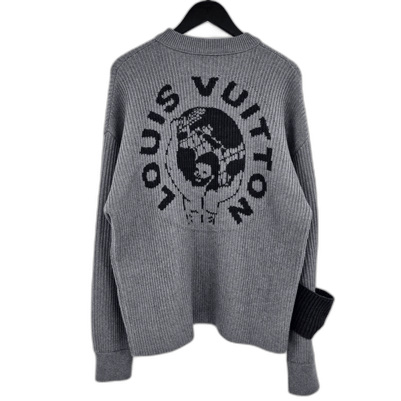 Louis Vuitton Louis Vuitton Gray Knit Sweater with Earth Design