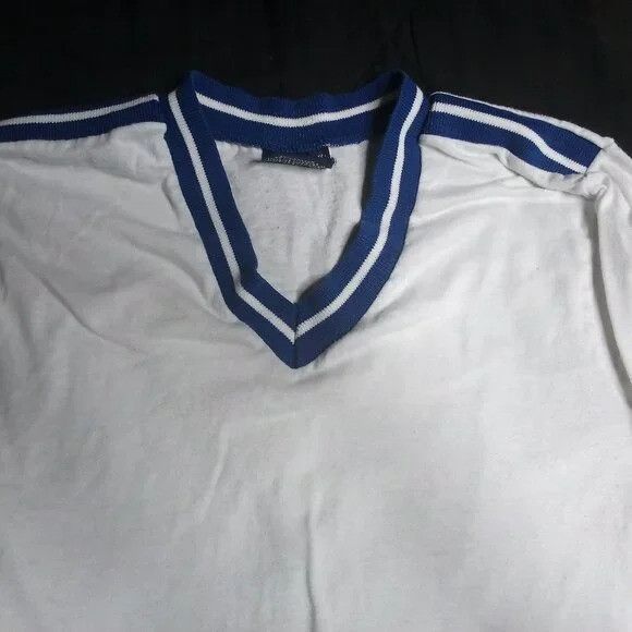 Vintage Vintage 70s Striped V-Neck Ringer T-Shirt Size US S / EU 44-46 / 1 - 1 Thumbnail