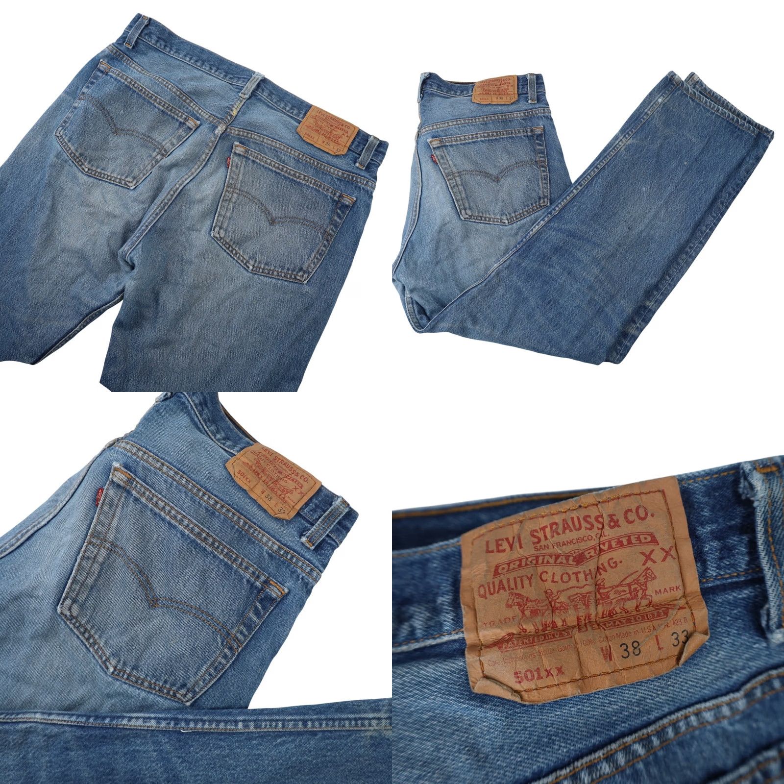 Levi's VINTAGE Levi's 501xx Denim Jeans Blue Mens 38x33 Regular Distressed USA Made Straight 90s? Size US 38 / EU 54 - 9 Thumbnail