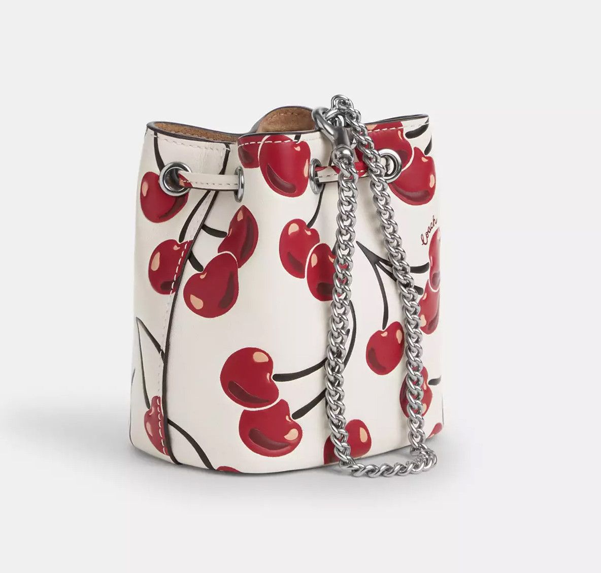 Coach 🍒 Drawstring Wristlet With Cherry Print CZ030 Size ONE SIZE - 6 Thumbnail