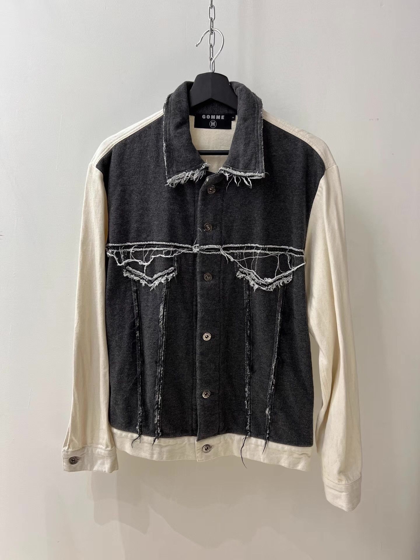 Vintage 90s Vintage Patchwork Fringe Denim Jacket Q13 Size US M / EU 48-50 / 2 - 1 Thumbnail