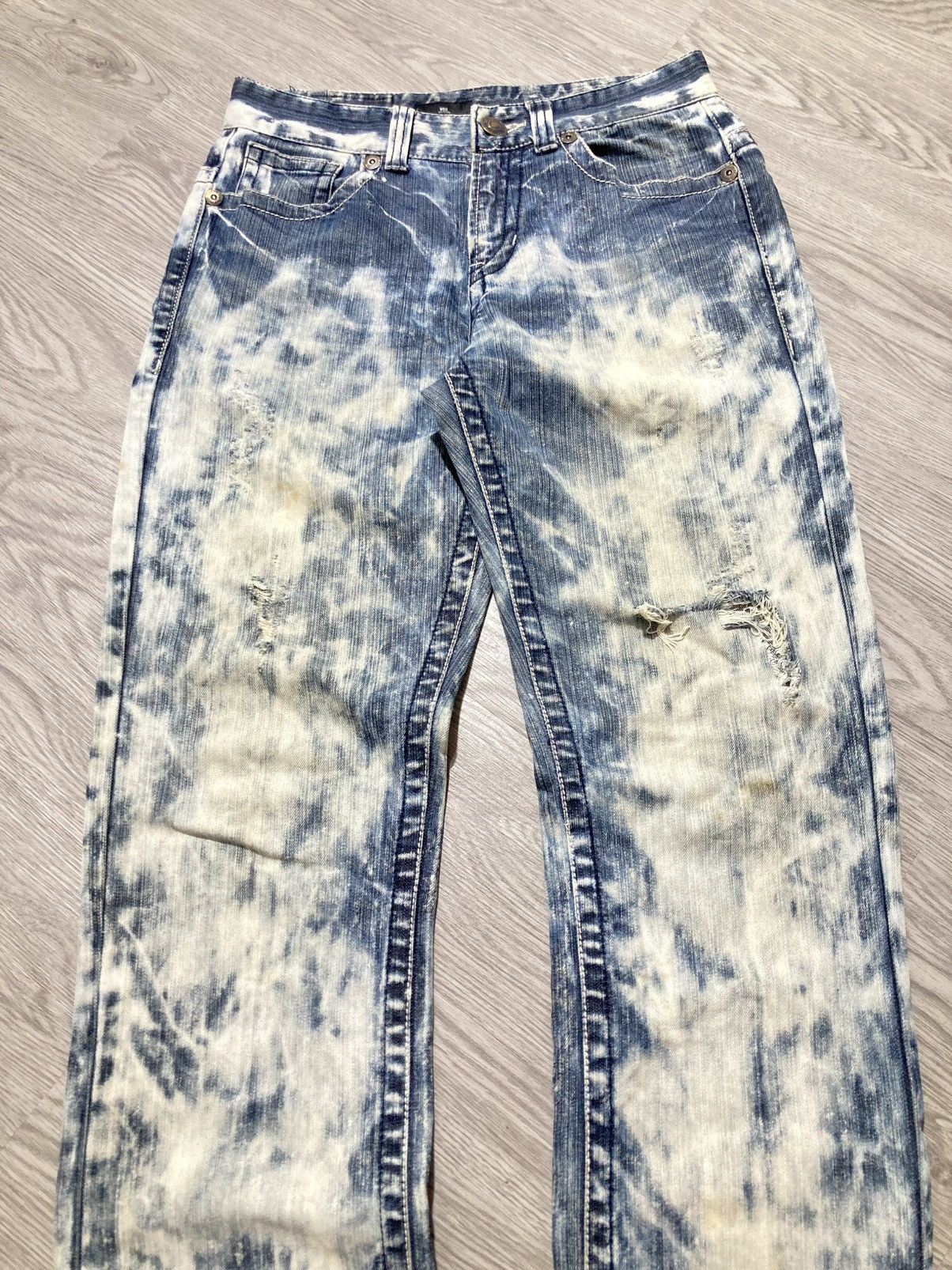 Tornado Mart 2000s Ugiz Distressed Ripped Acid Wash Denim Tornado Style Size US 29 - 2 Thumbnail