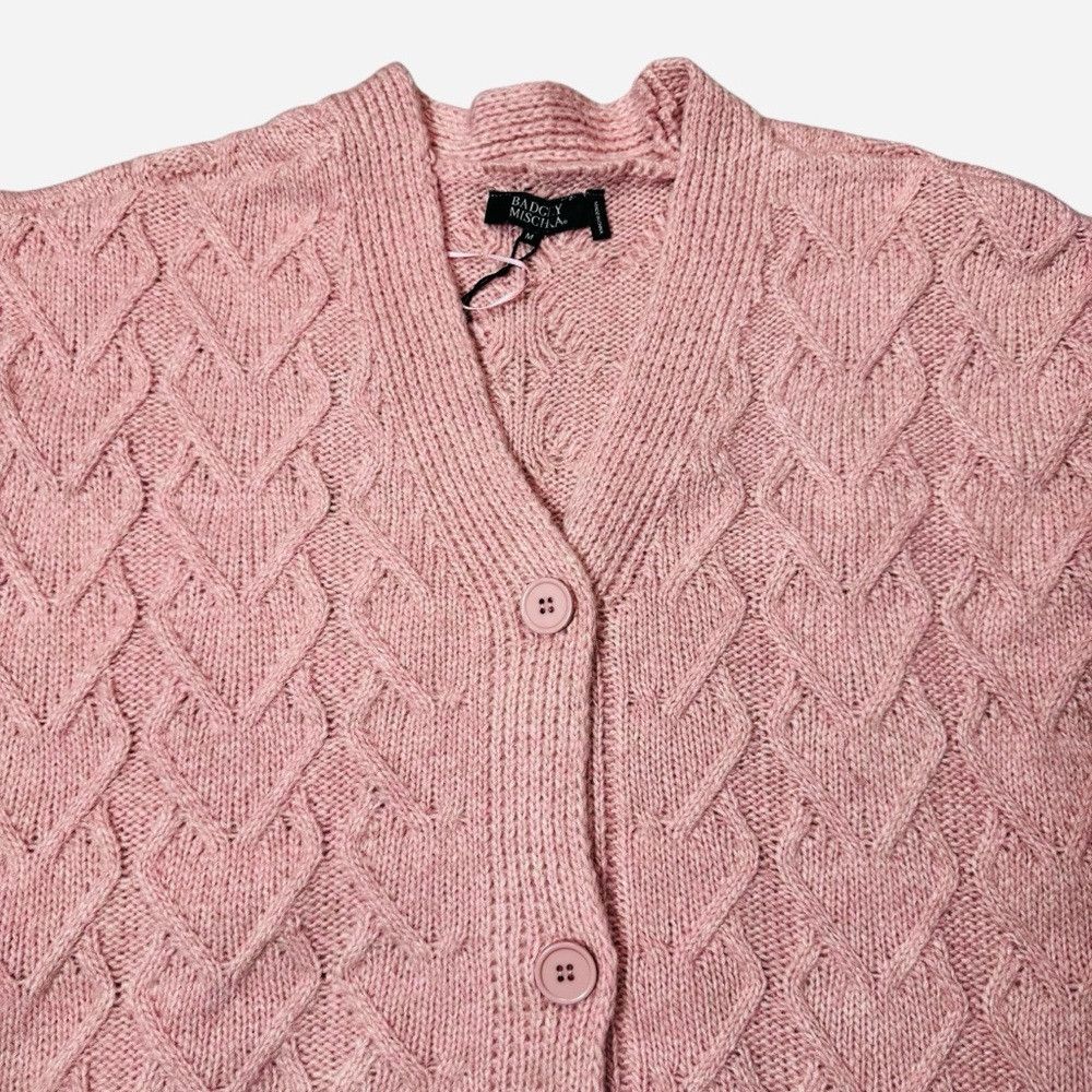 Badgley Mischka NWT New Badgley Mischka Cable Knit Pink Cardigan Sweater Si Size M / US 6-8 / IT 42-44 - 4 Thumbnail