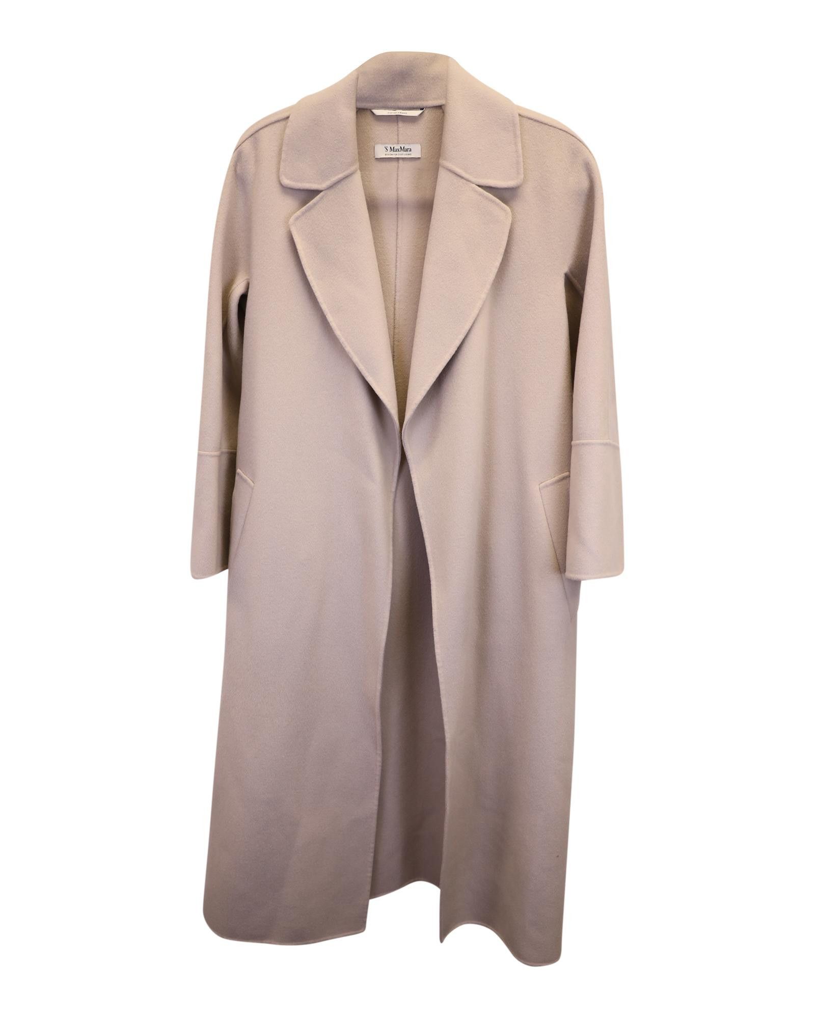 image of Max Mara Belted Beige Virgin Wool Coat For Effortless Sophistication, Women's (Size XS)